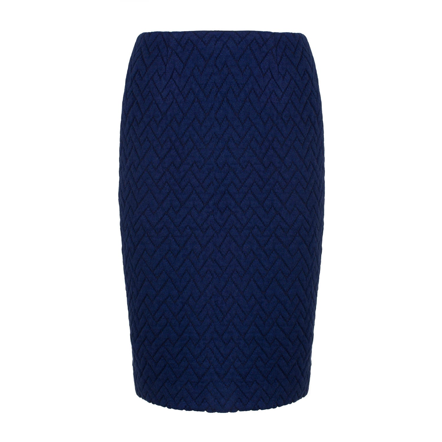Conquista Women's Blue Knit Jacquard Pencil Skirt In Blue