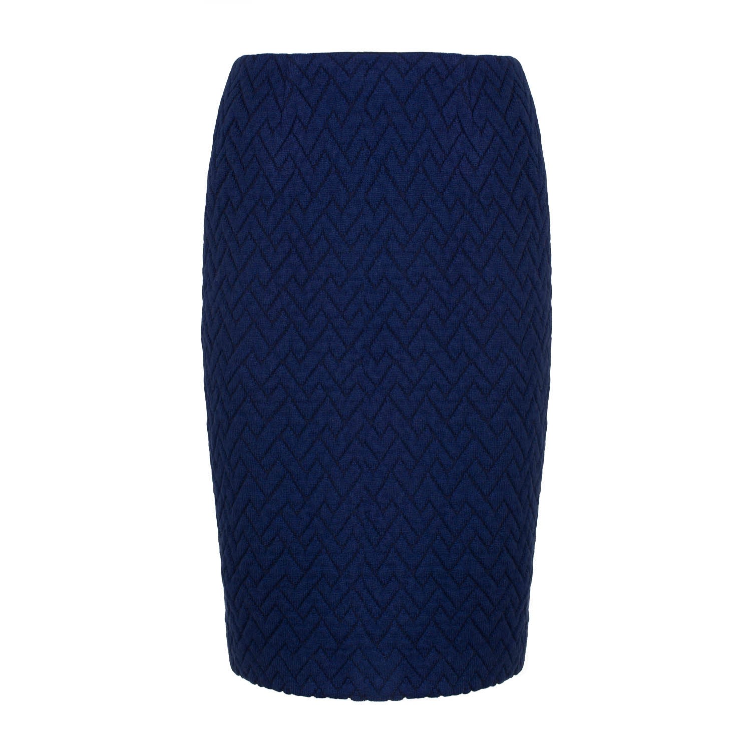 Women’s Blue Knit Jacquard Pencil Skirt Small Conquista