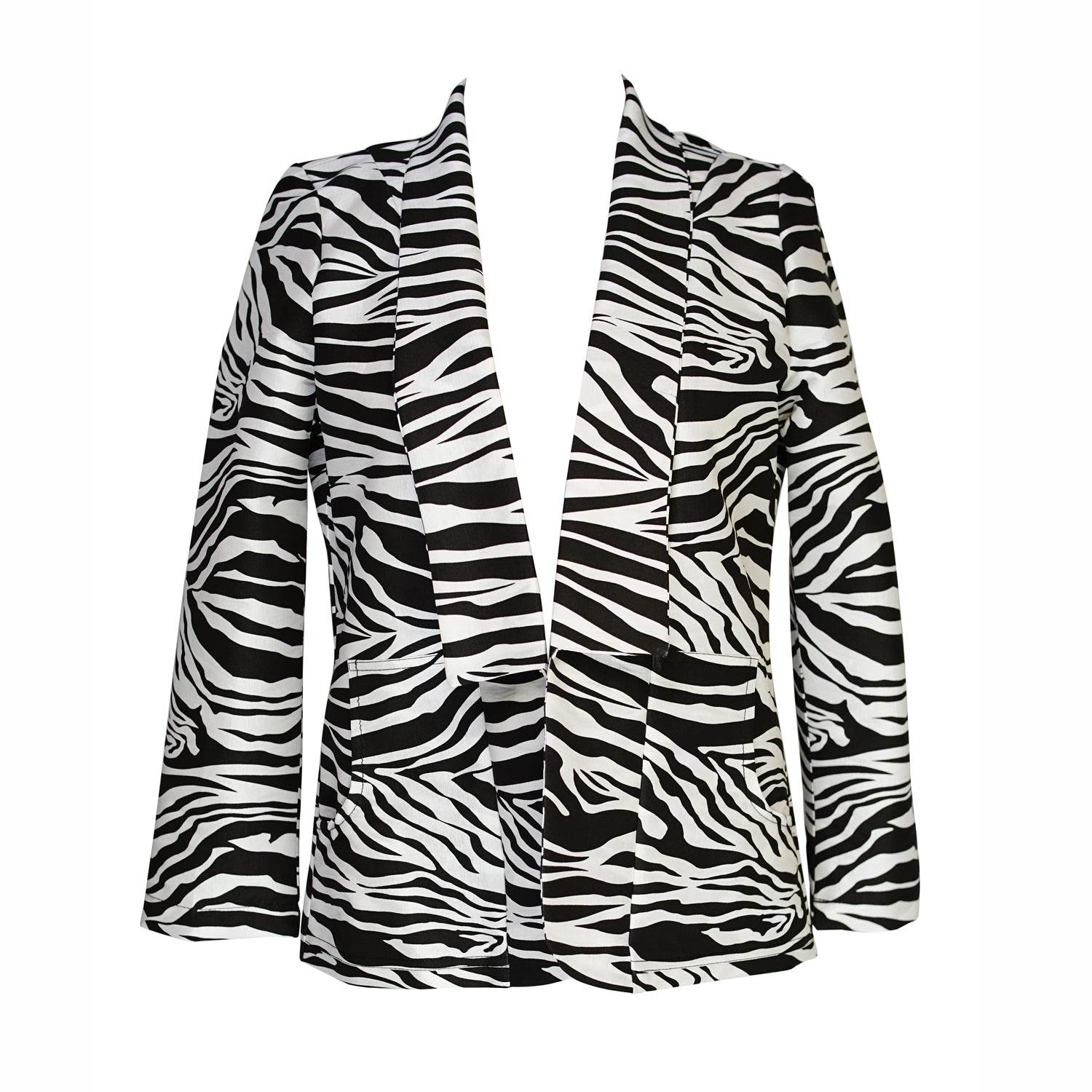 Women's Black / White Zebra Shawl Collar Blazer | Medium | Jennafer Grace