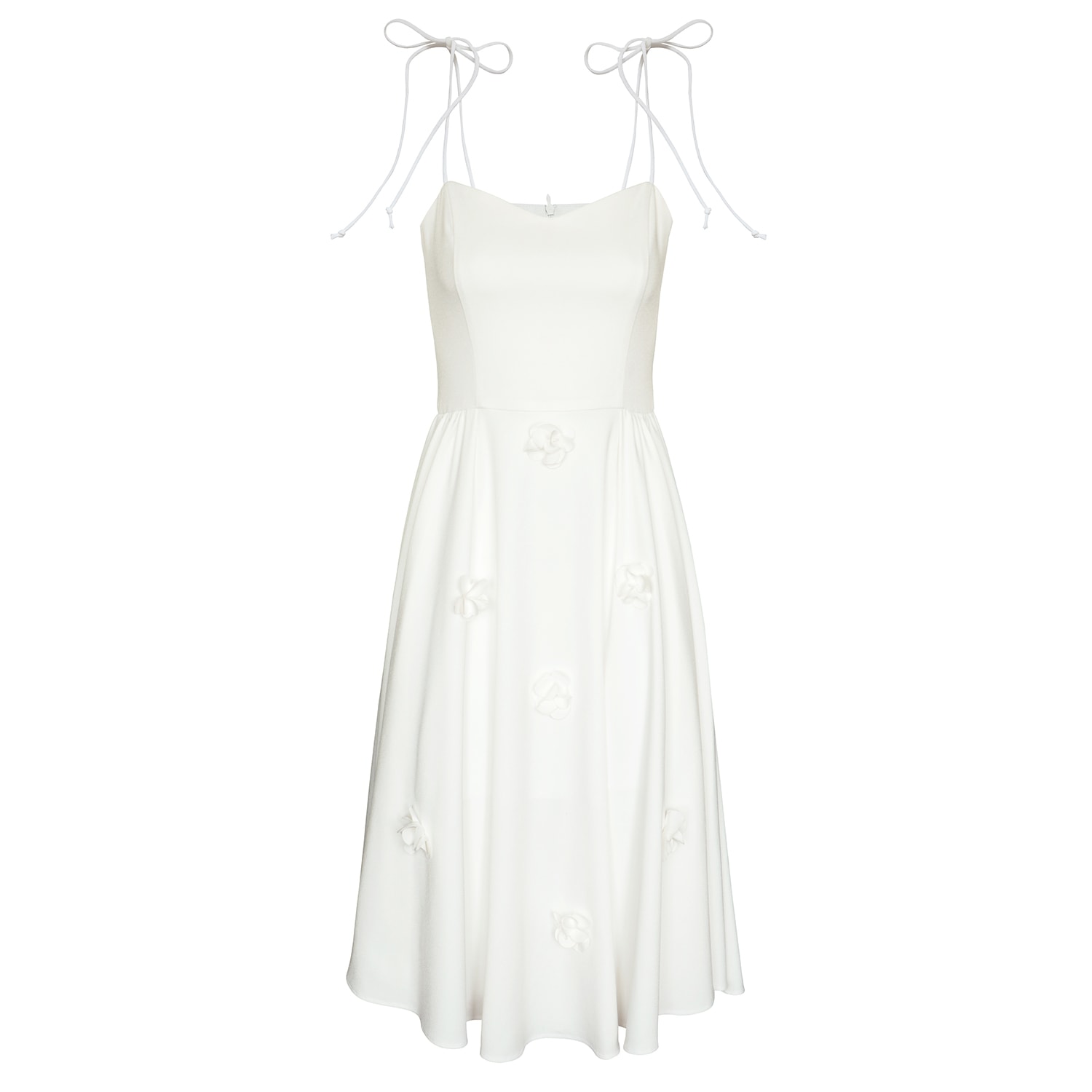 Women's Another Gathered Hand-Embellished Crepe Midi Dress - White | Medium | 2Kstyle
