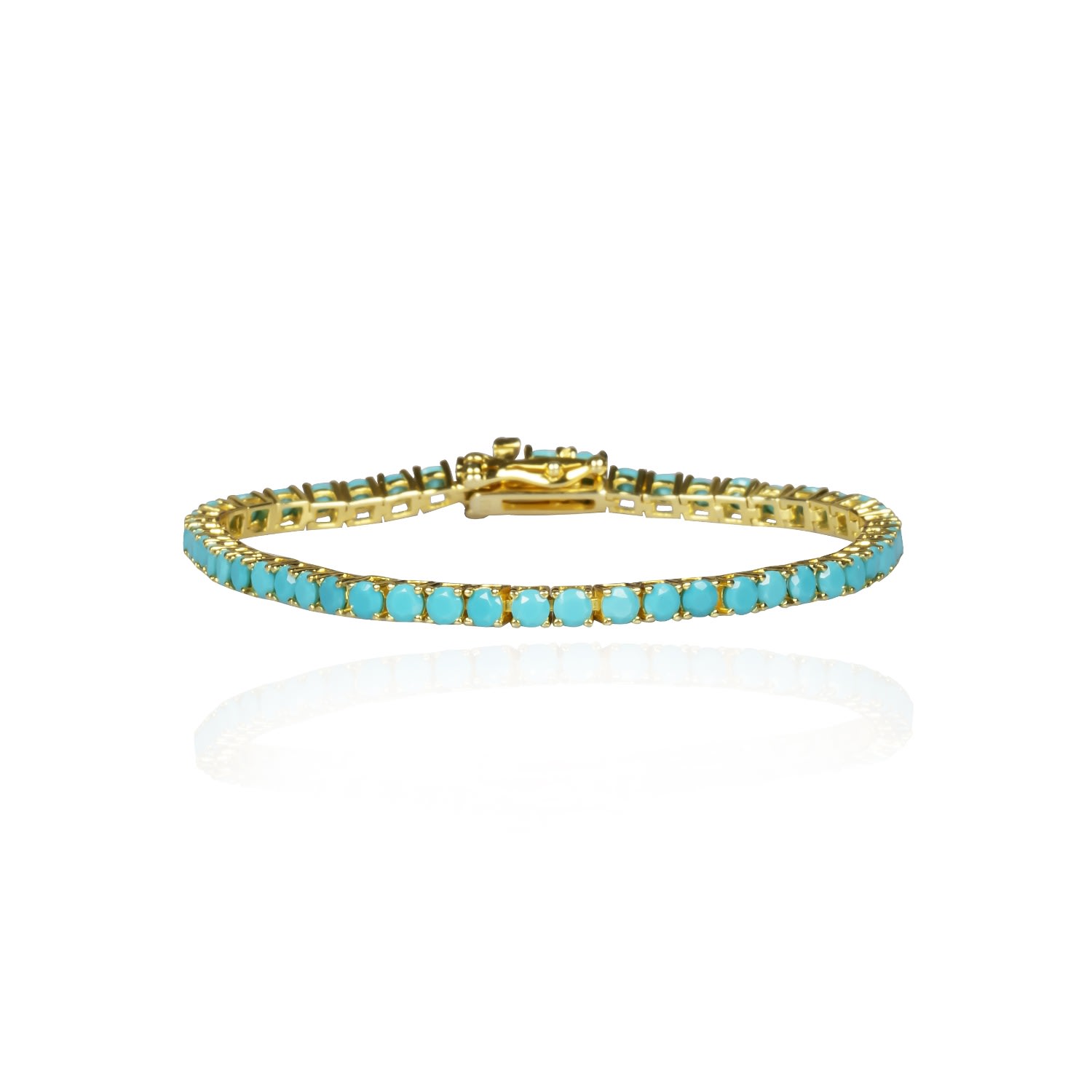 Ep Designs Women's Gold / Silver Turquoise Tennis Bracelet In Multi