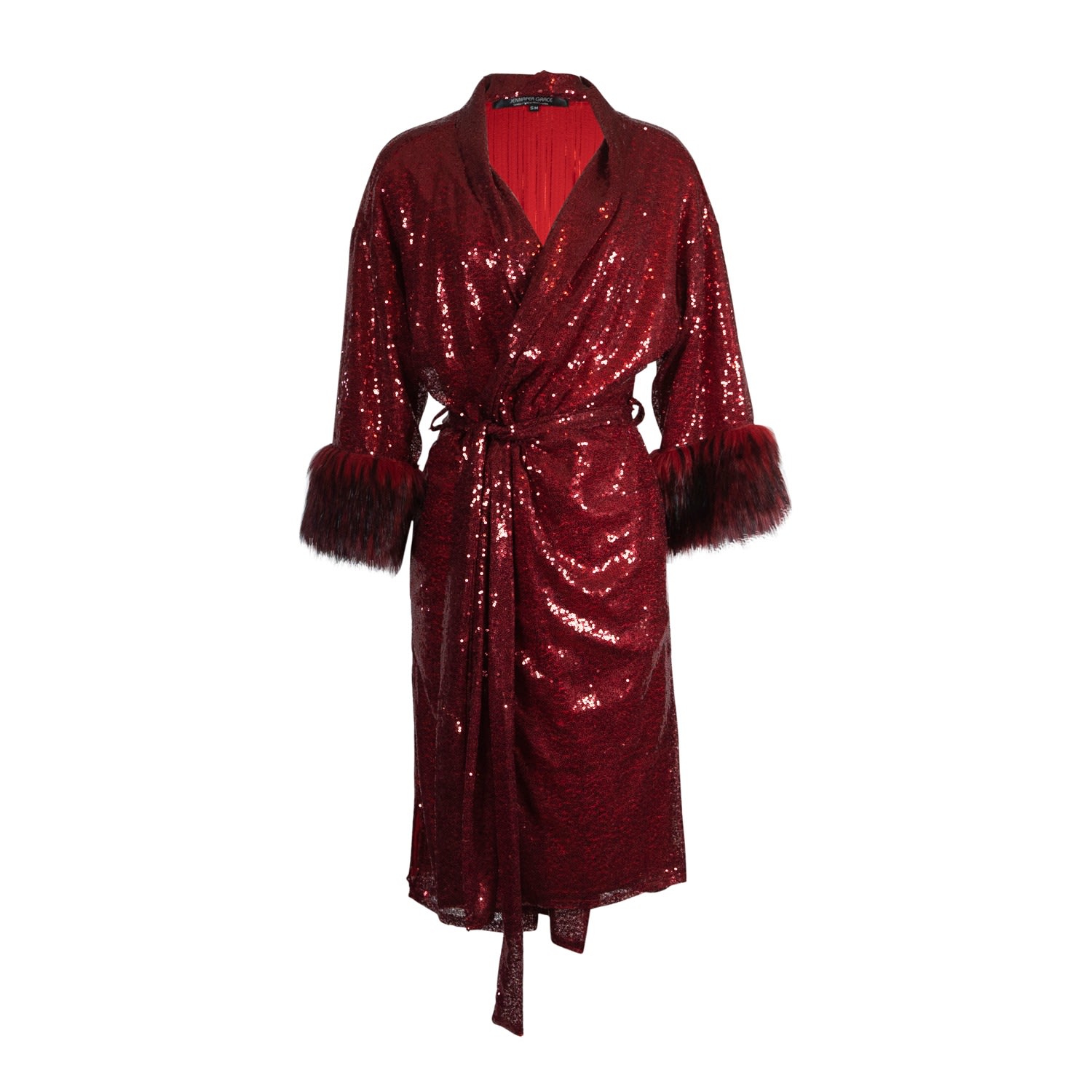 Jennafer Grace Women's Red Ruby Sequin Koi Kimono In Red