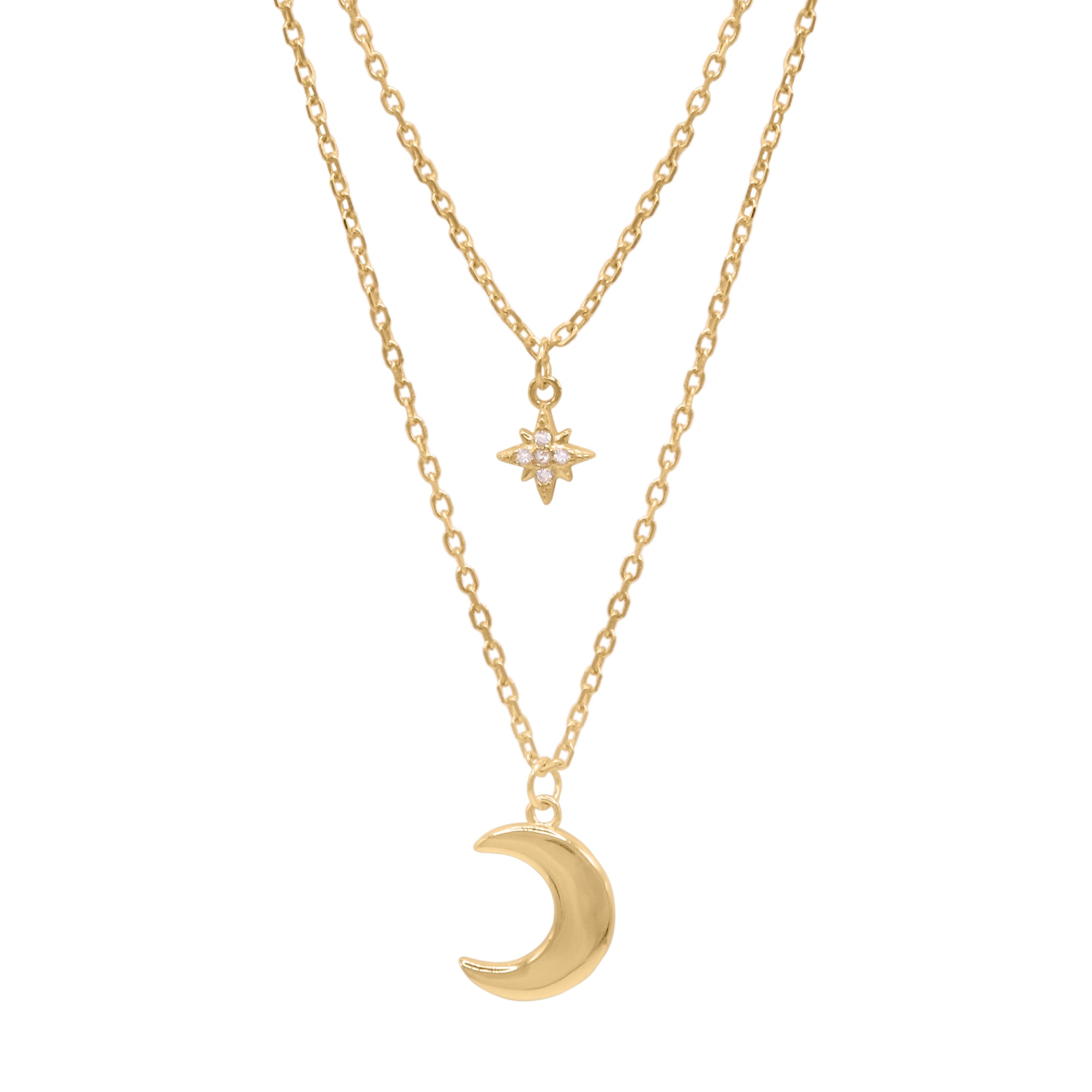 Women’s Harper Moon & Star Charm Necklace Gold Plated Luna Charles