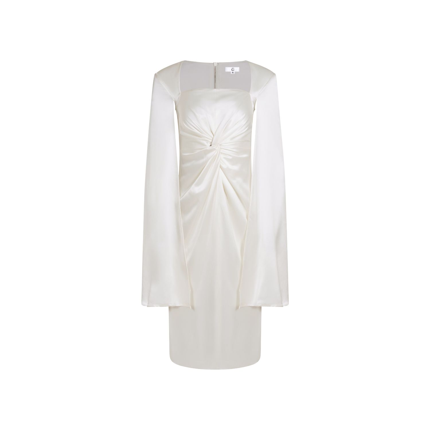 Thegtfashion Women's White Satin Shoulder-drape Dress In White