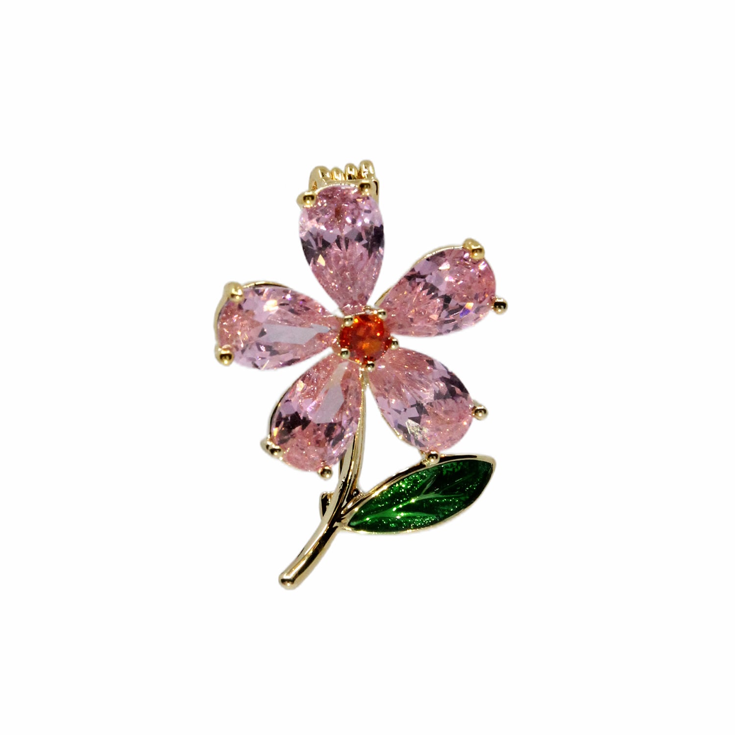 Women’s Pink / Purple / Gold The Enchanted Zirconia Bloom Brooch - Pink Ninemoo