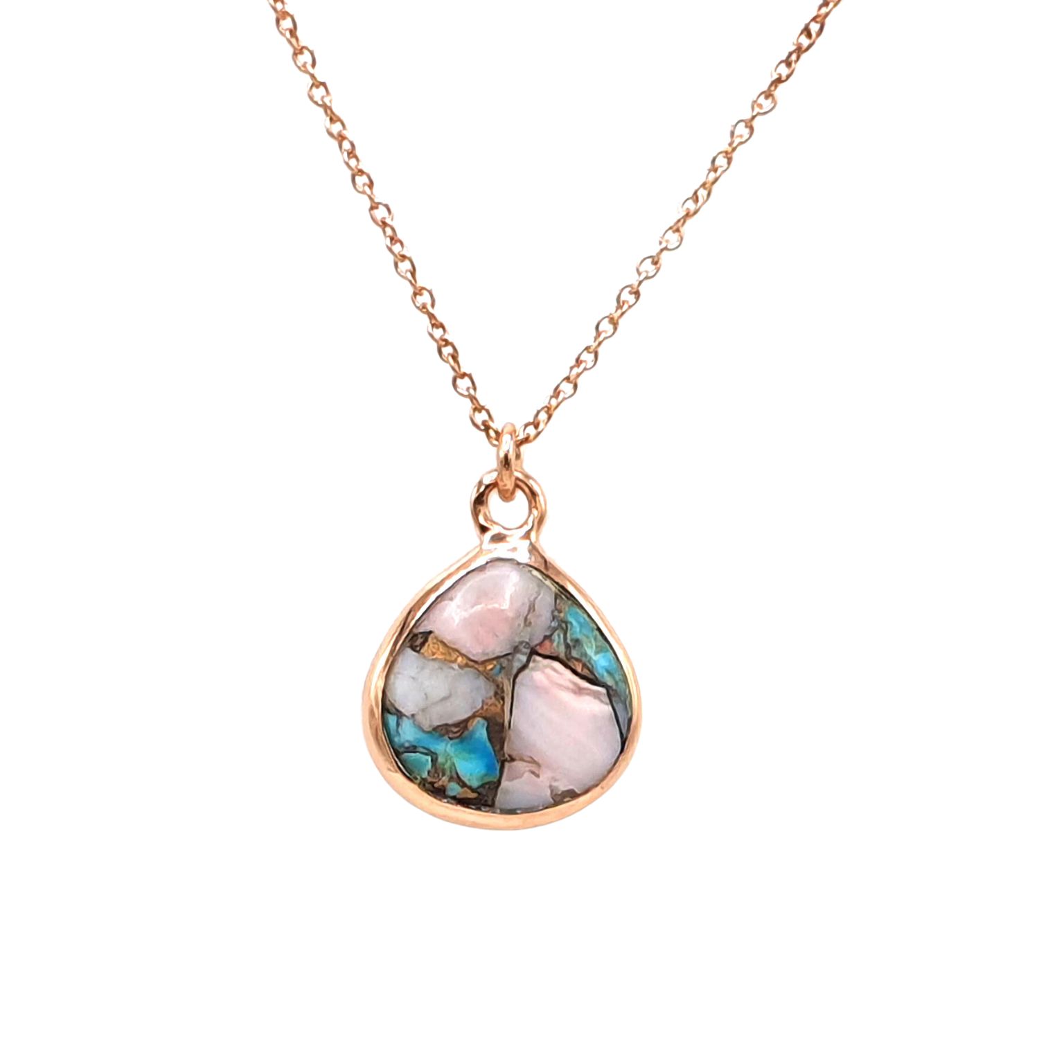 Women’s Rose Gold Vermeil Opal And Turquoise Necklace Harfi