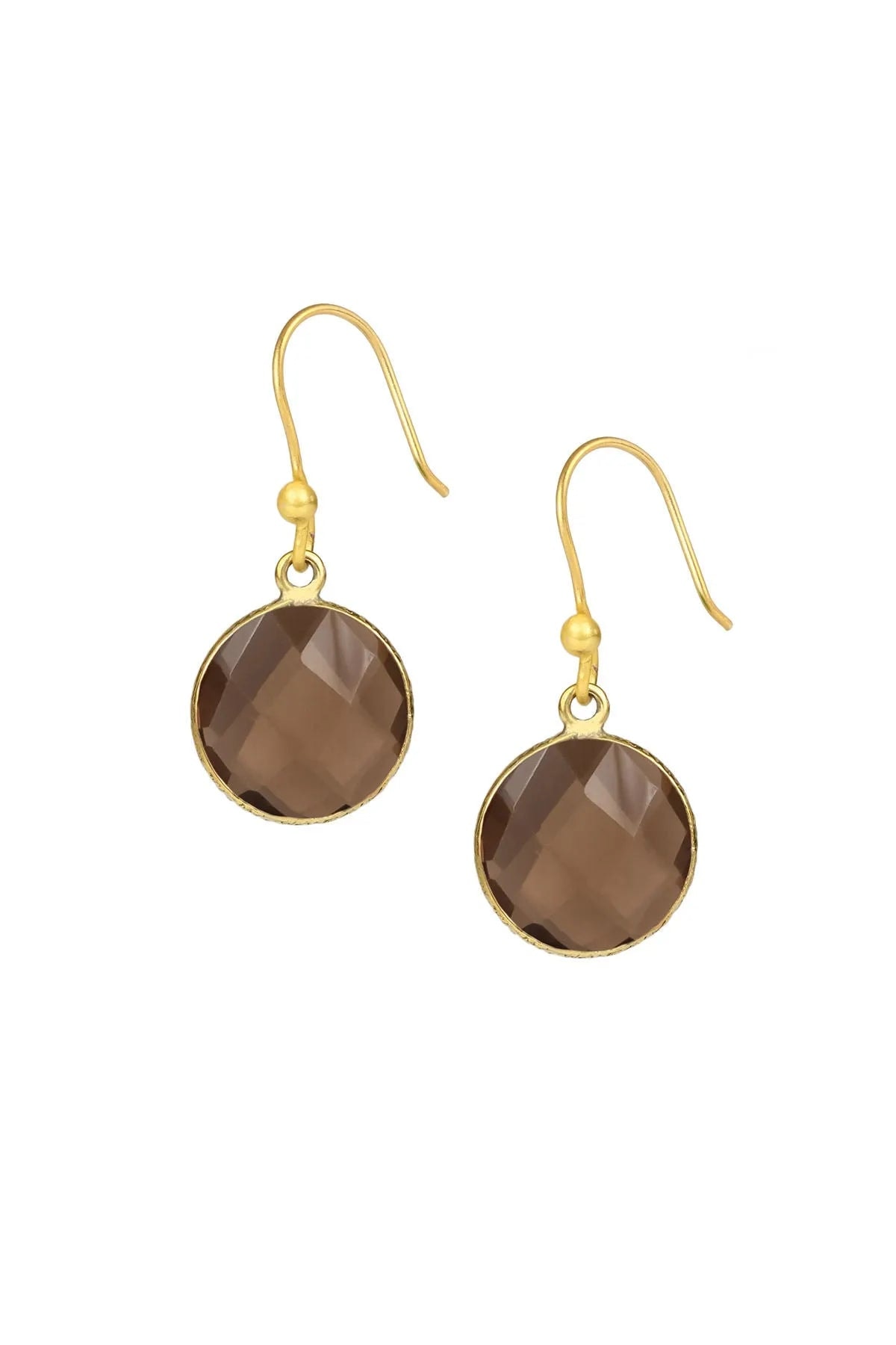 Women&rsquo;s Brown Gemstone Round Dangle Earrings | Saachi
