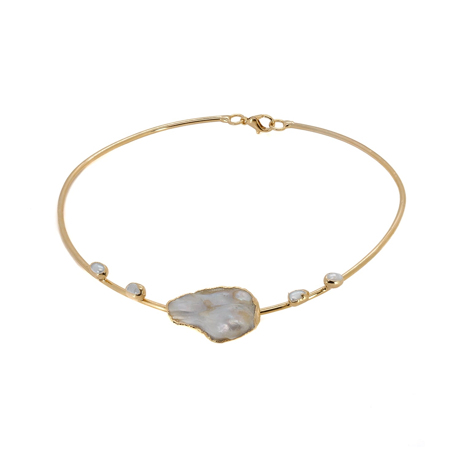 Ebru Jewelry Women's Gold / White Majestic Pearl & Gold Choker Necklace - Gold In Gray