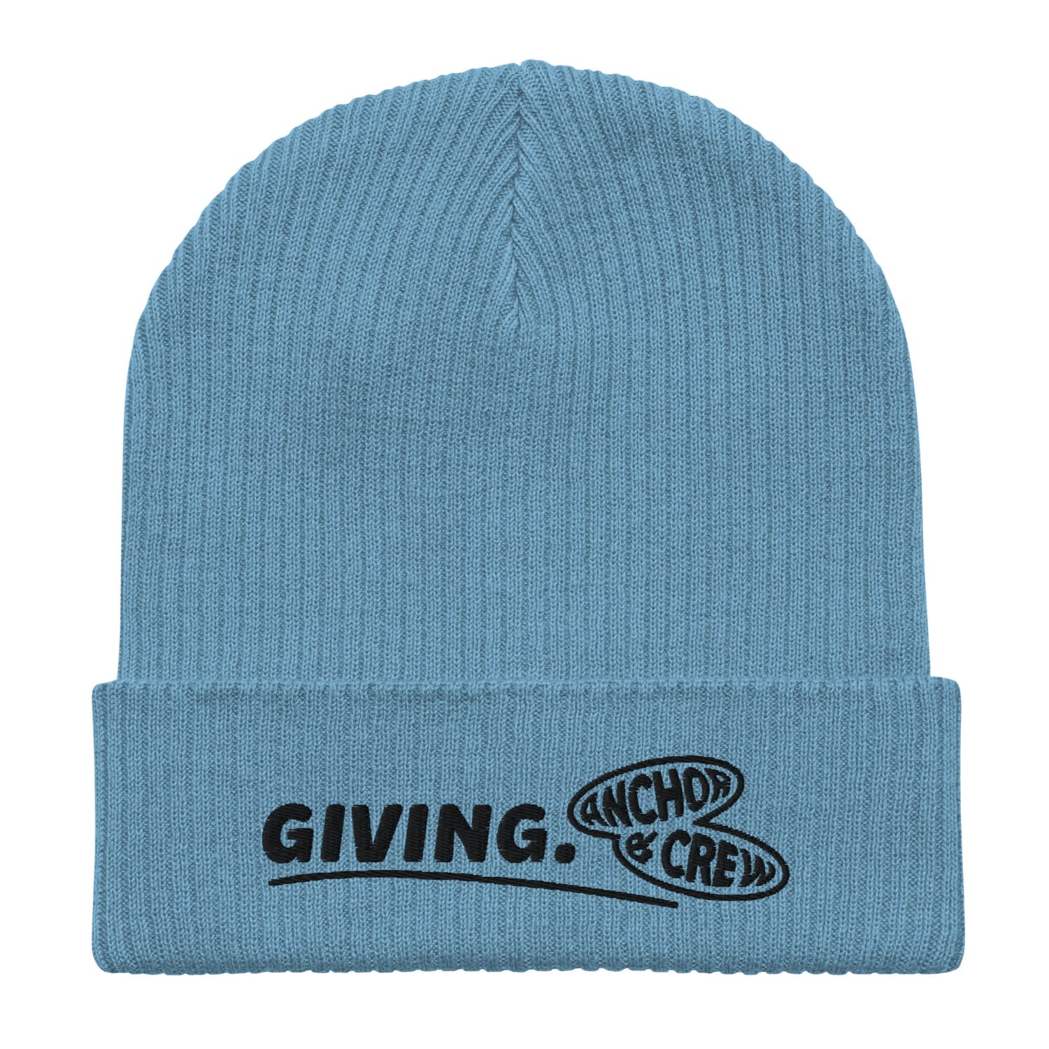 Anchor & Crew Light Blue Giving Gen. Organic Cotton Embroidered Beanie - Women In Blue