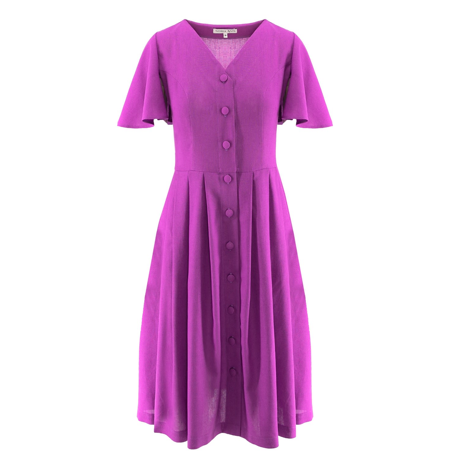 Women's Purple Violeta Butterfly Sleeves Midi Dress In Lavender | Large | Noria Anis