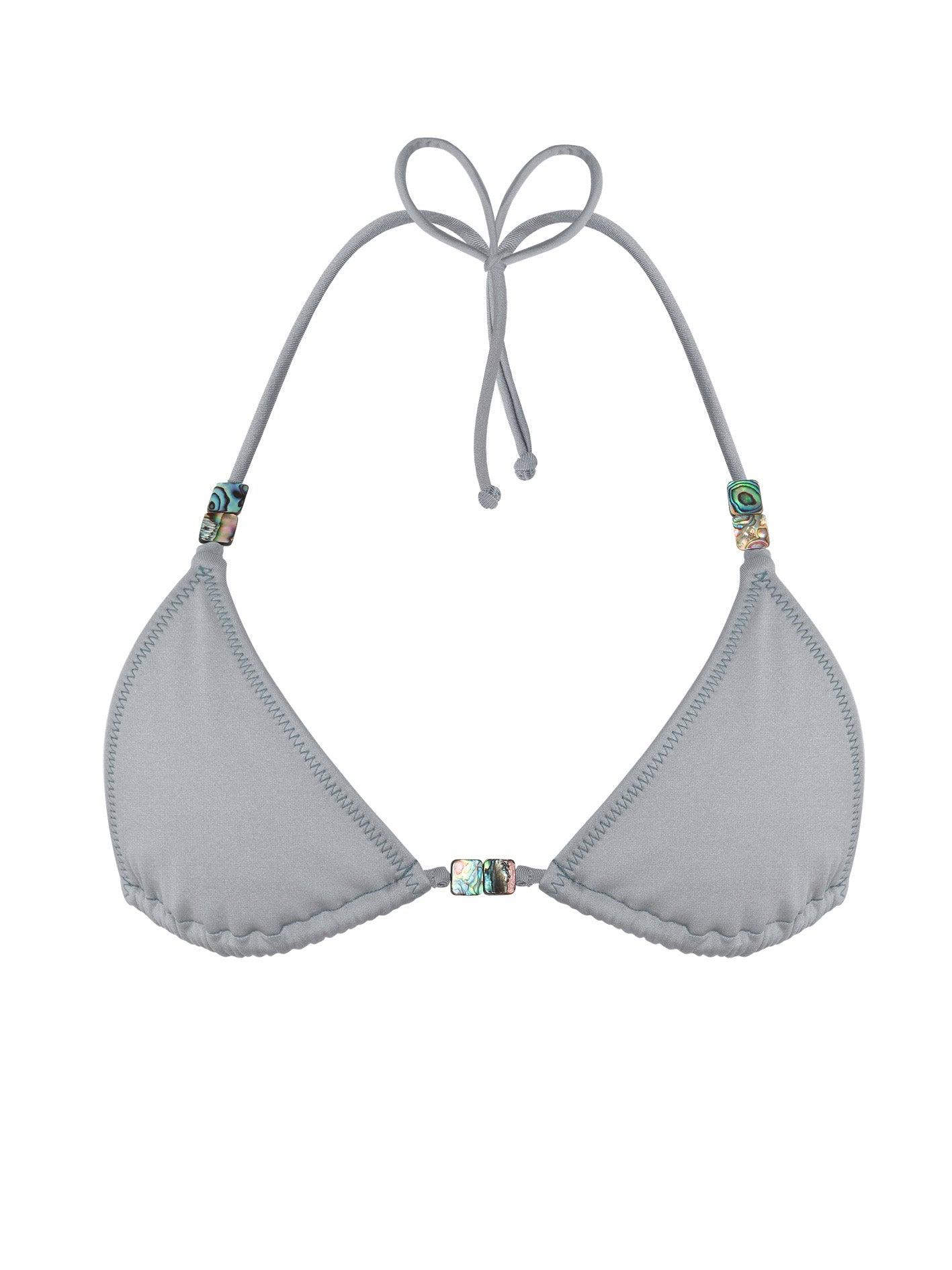 Daughters Of The Sun Swim Women's Grey / Silver Creta Silver Abalone Triangle Bikini Top In Silver/grey
