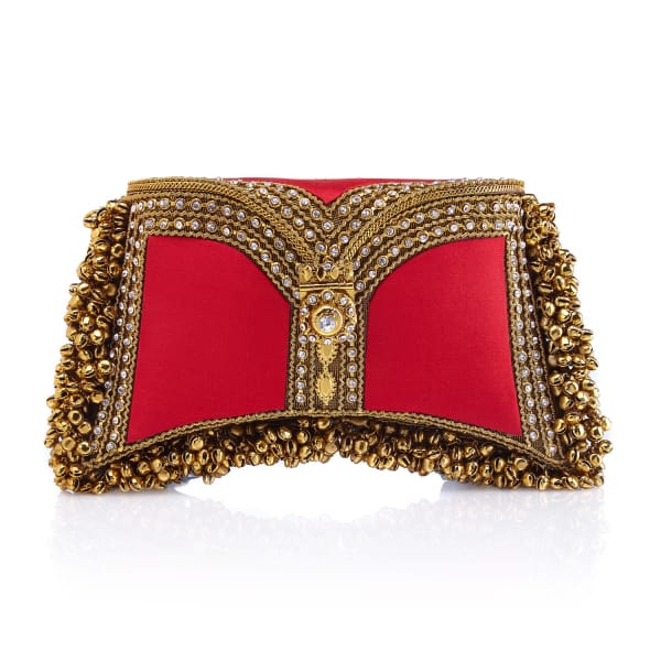 Zeenat Clutch Silk Fiery Red