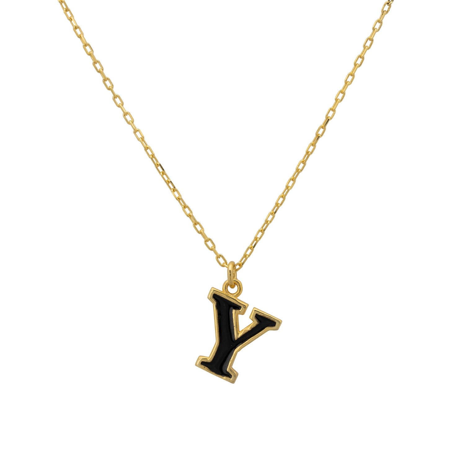 Women’s Gold / Black Initial Enamel Necklace Gold Y Latelita