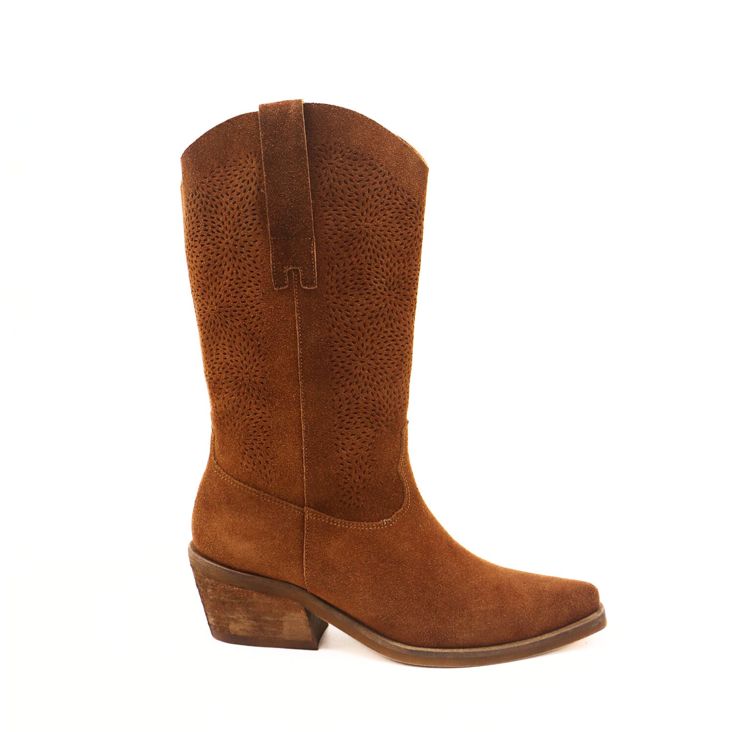 Brown Summerfest Western Cowboy Women Boots In Tan Suede Leather 4 Uk Stivali New York