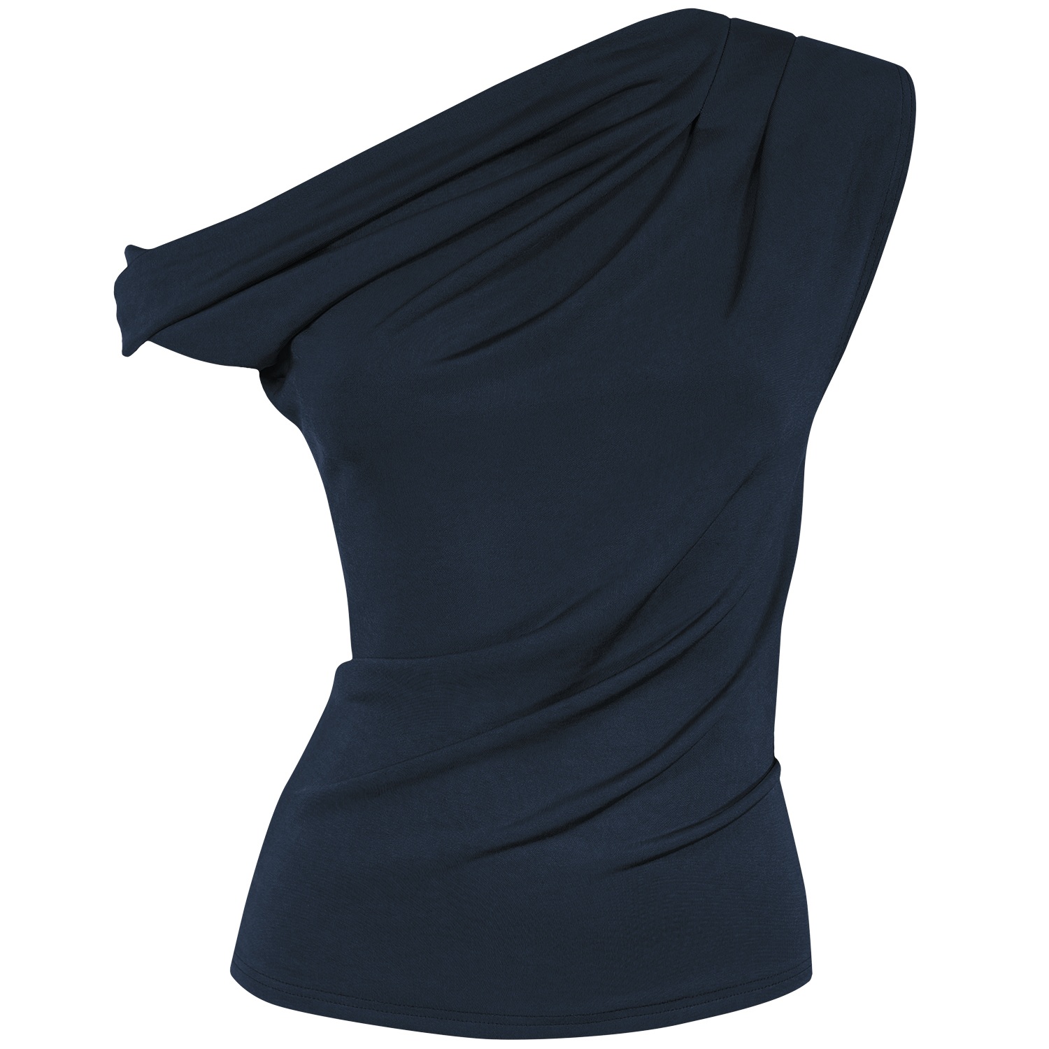 Me&thee Women's Blue Lardy Dardy Navy Twist Shoulder Top In Blue