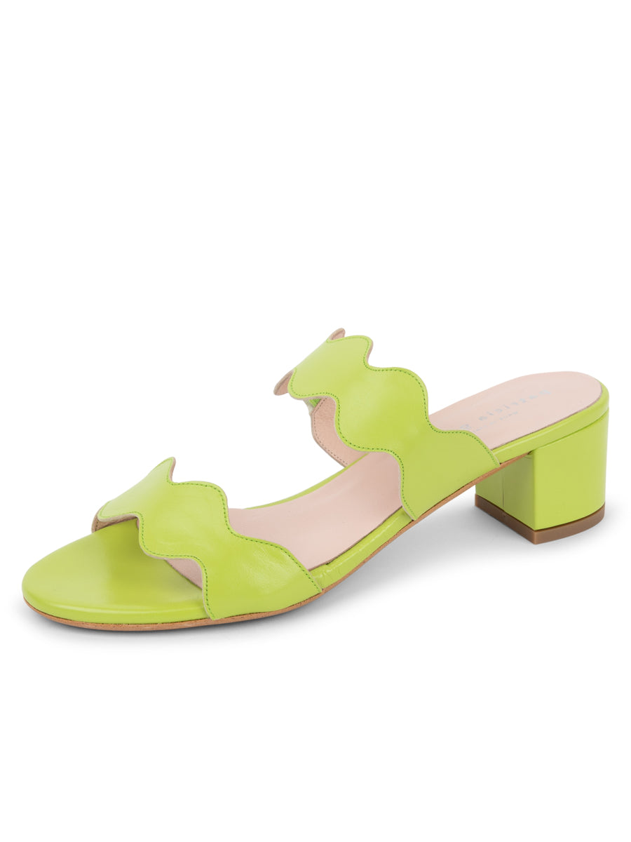 Women’s Palm Beach Block Heel Scalloped Sandal Lime Green 8 Uk Patricia Green