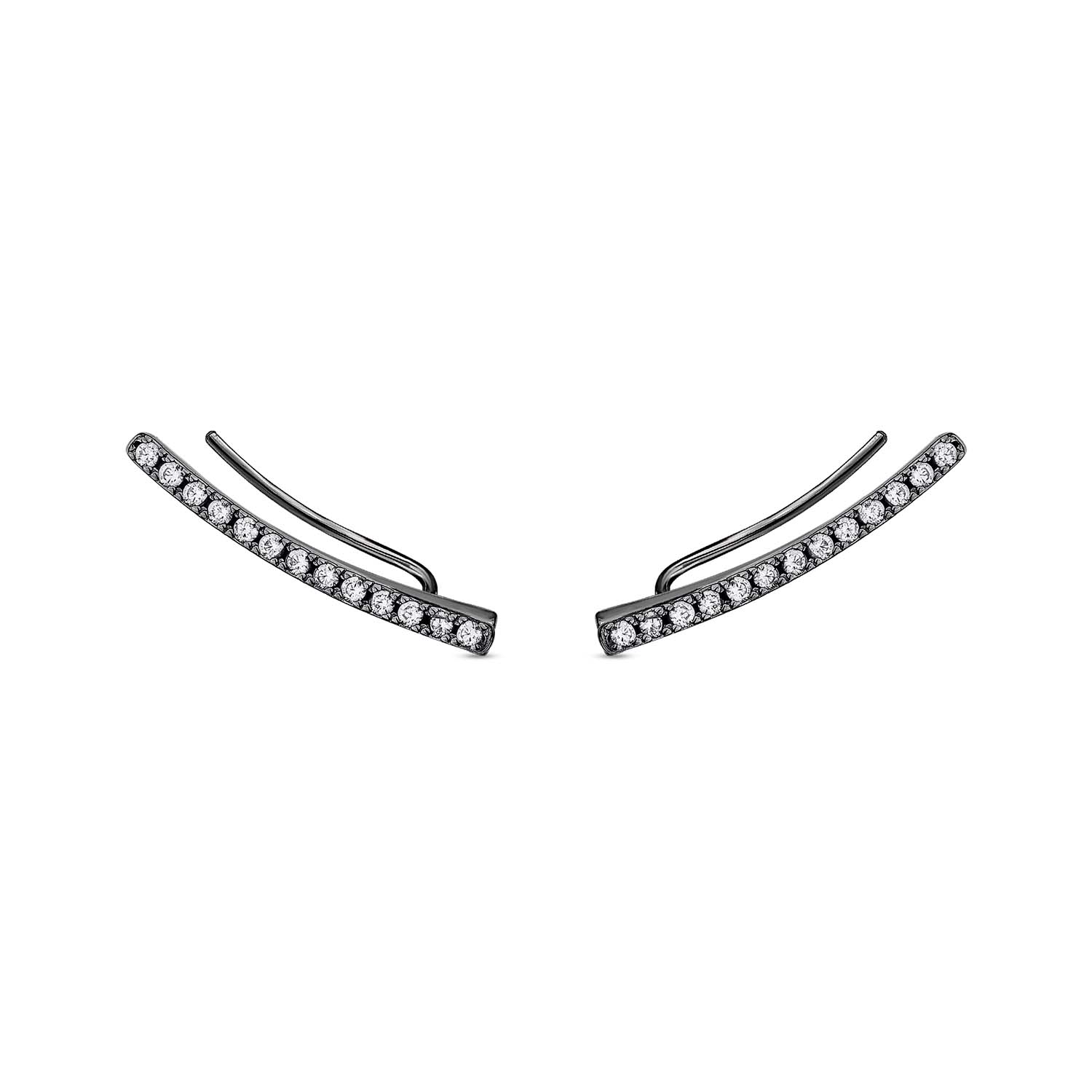 Sally Skoufis Men's Black / White Behave Ear Climber With Man Made Cz Diamond Stimulant In Sterling Silver & Premi In Multi