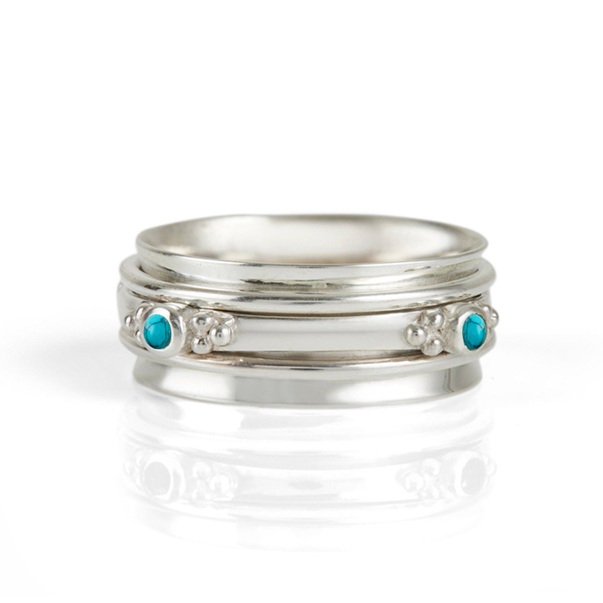 Women’s Blue Rajalita Love Silver Spinning Ring - Turquoise Charlotte’s Web Jewellery