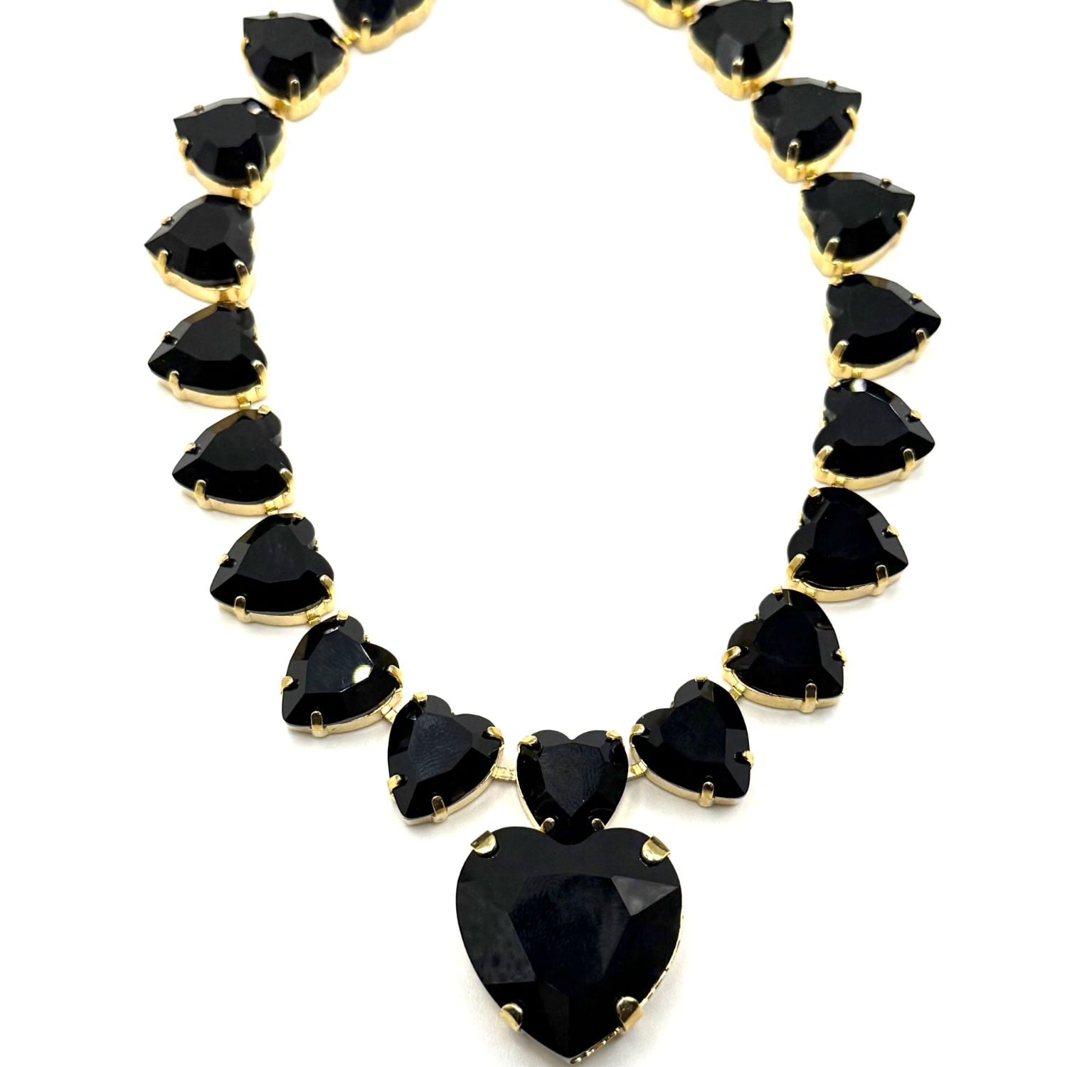 Achala Handcrafted Women's Black Crystal Heart Necklace