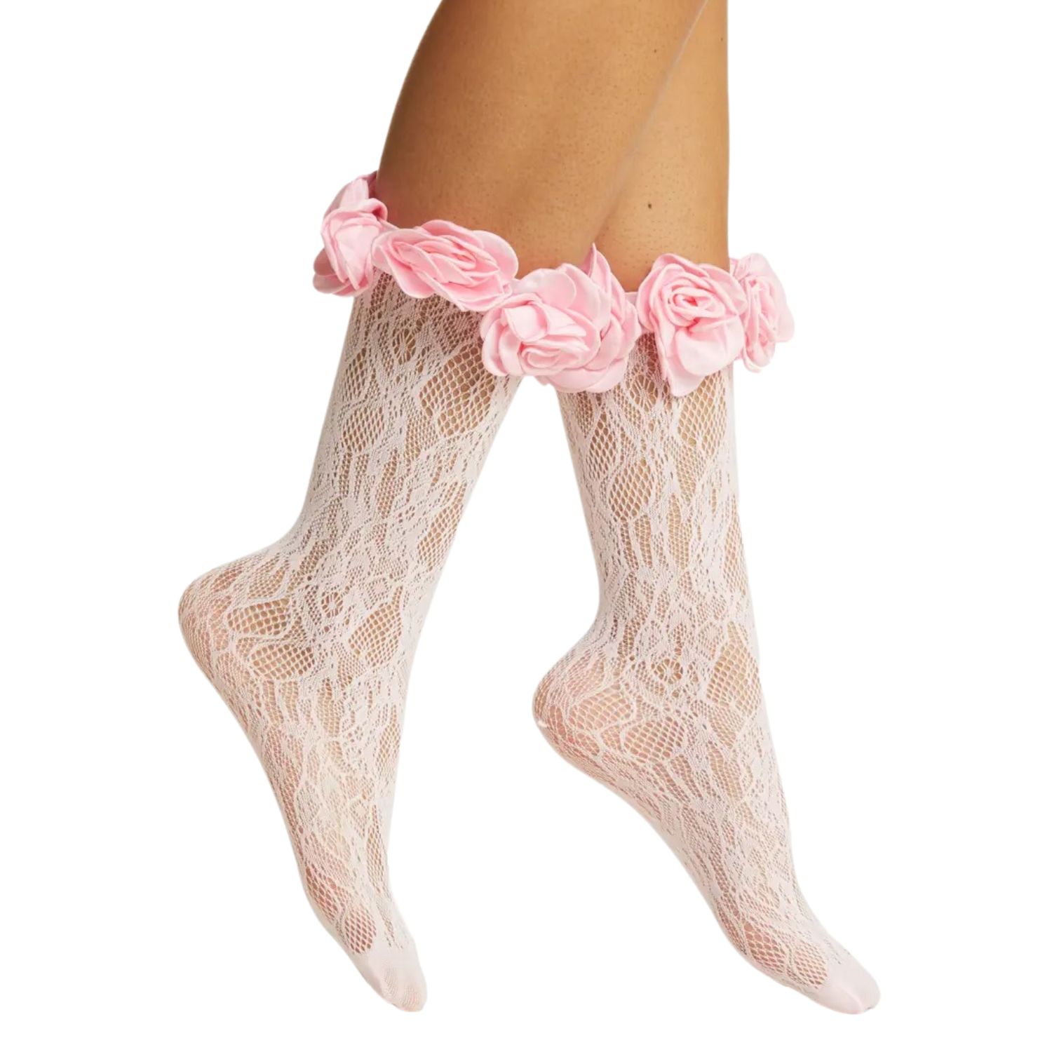 High Heel Jungle By Kathryn Eisman Women's Pink / Purple Lace Ring Socks - Pink In Pink/purple