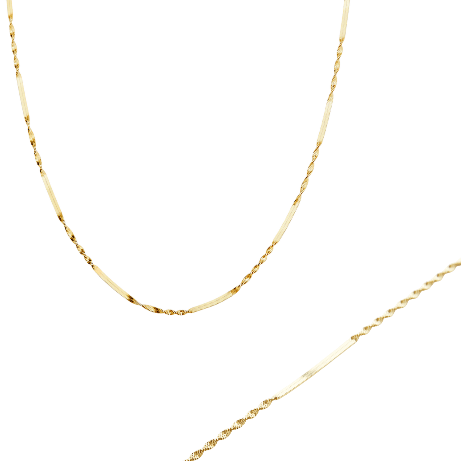 Women’s Half Twisted Sterling Silver Chain Necklace And Bracelet Set - Gold Spero London