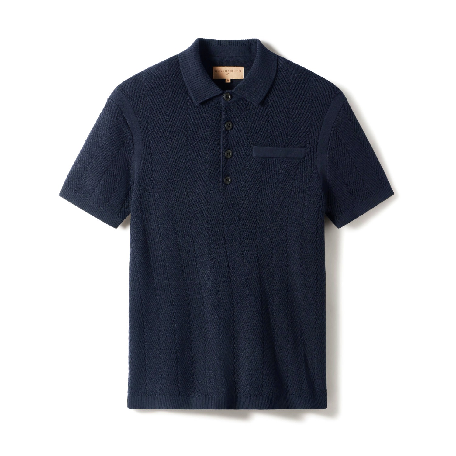 Weston Jon Boucher Men's Blue Alastair Slim Fit Knit Polo - Midnight In Blue