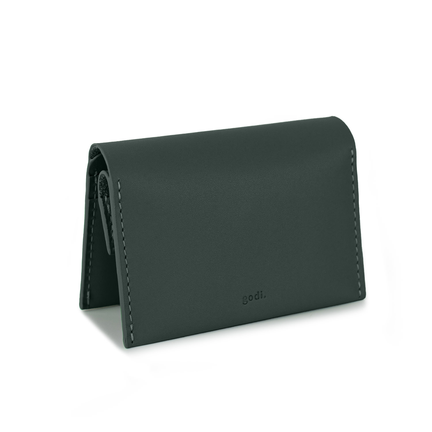 Godi. Women's Green / Black Handmade Leather Coin & Card Wallet - In Dark Green In Multi
