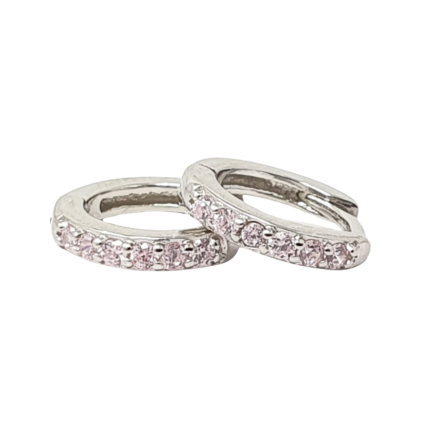 Harfi Women's Silver / Pink Pink Tourmaline October Birthstone Small Silver Huggies In Multi
