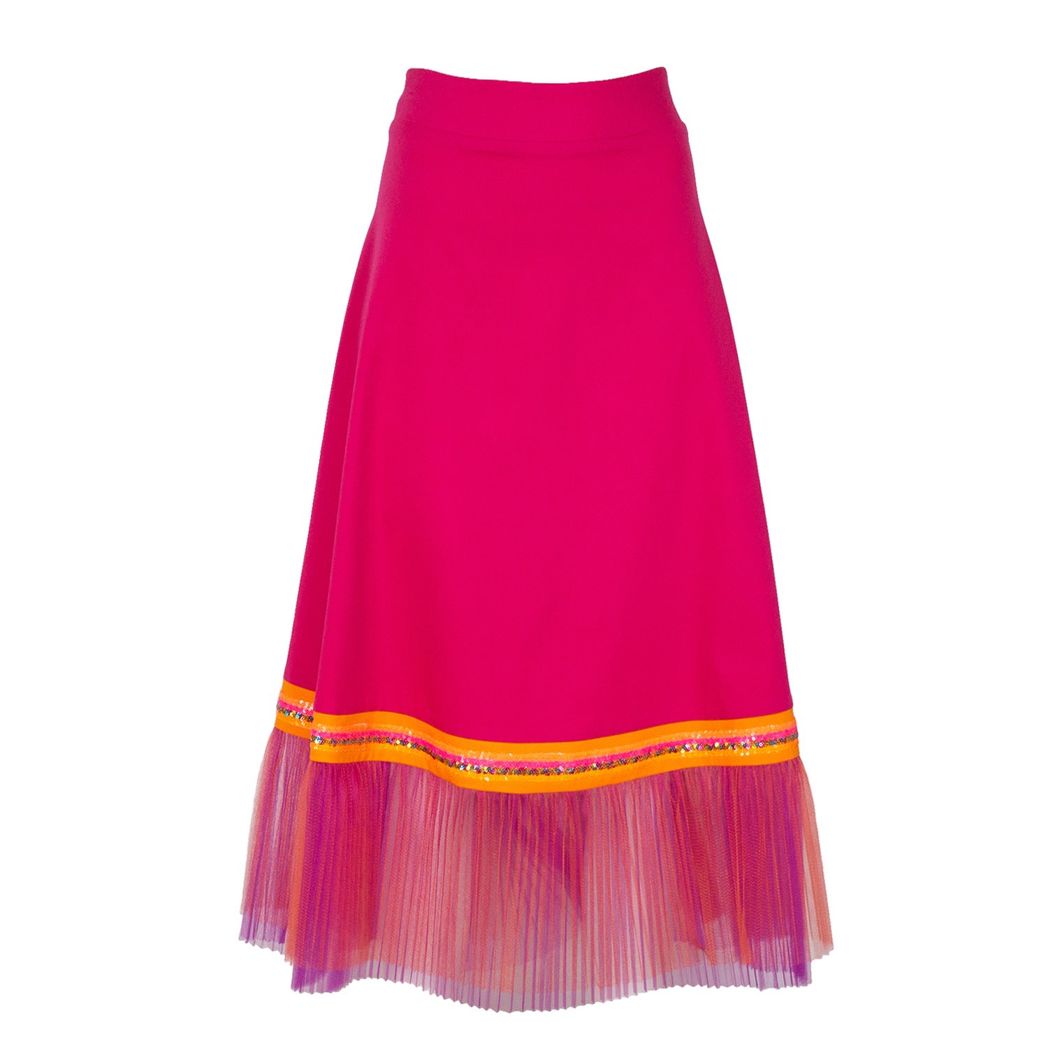 Women’s Fuchsia Skirt With Double Layer Pleated Tulle Detail Extra Large Lalipop Design