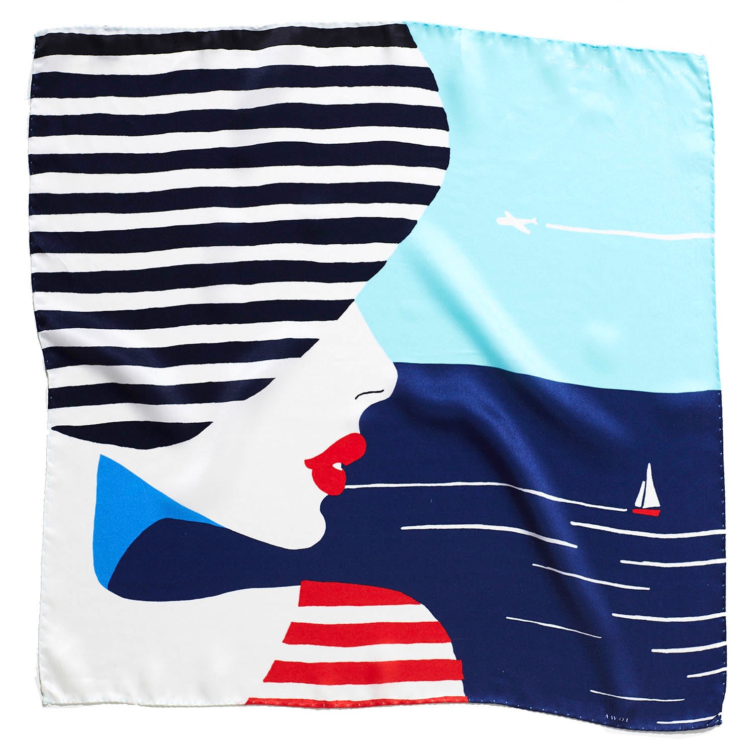 Women’s Red / Blue / White French Riviera Silk Bandana Awol