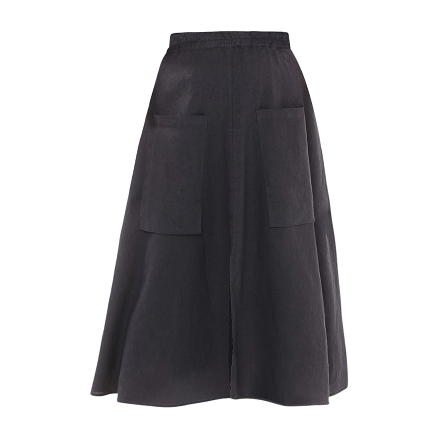 Haris Cotton Women's Grey Wide Waistband Circle Linen Skirt With External Pockets Iron In Grey