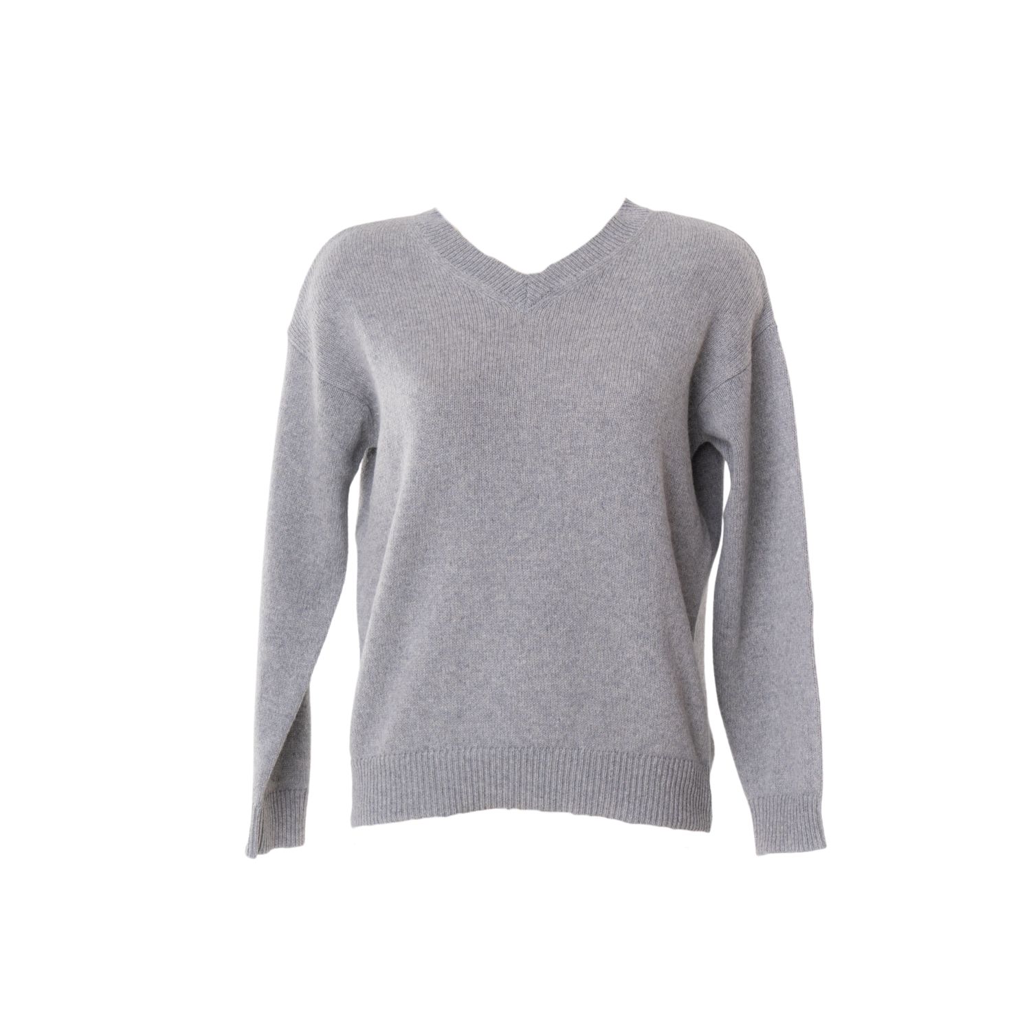 Altramoda Redressing The World Women's V-neck Sweater In Wool And Cashmere In Grey In Grey