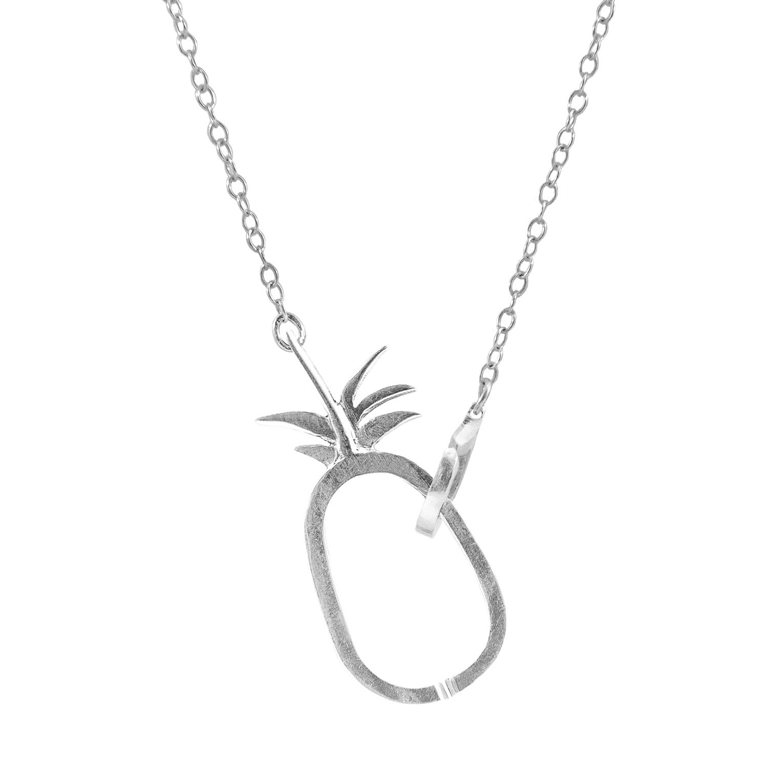 Women’s Tropical Pineapple Link Paradise Silver Necklace Pendant Anchor & Crew