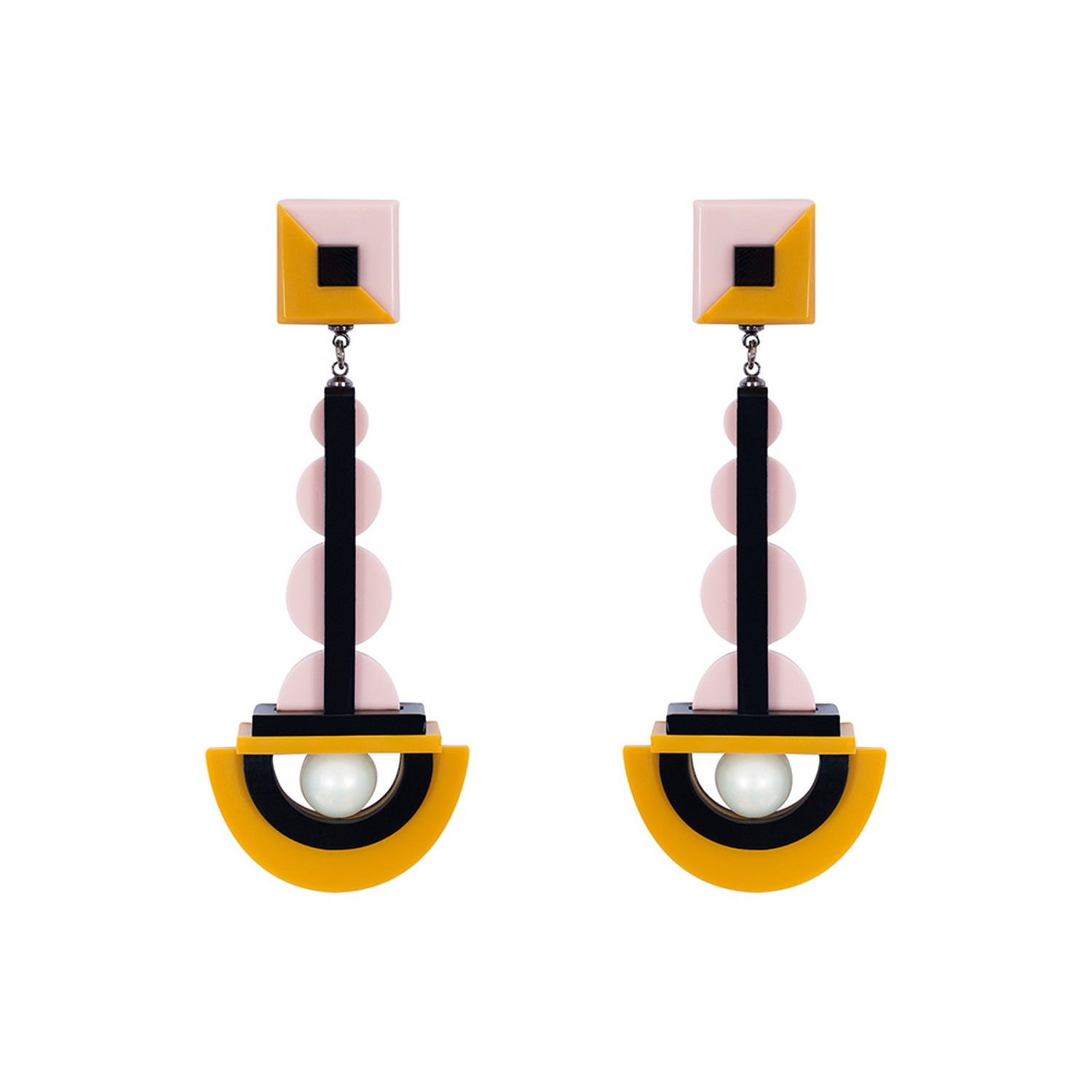Gissa Bicalho Women's Acrylic Handmade Earring Drops Mustard In Gold