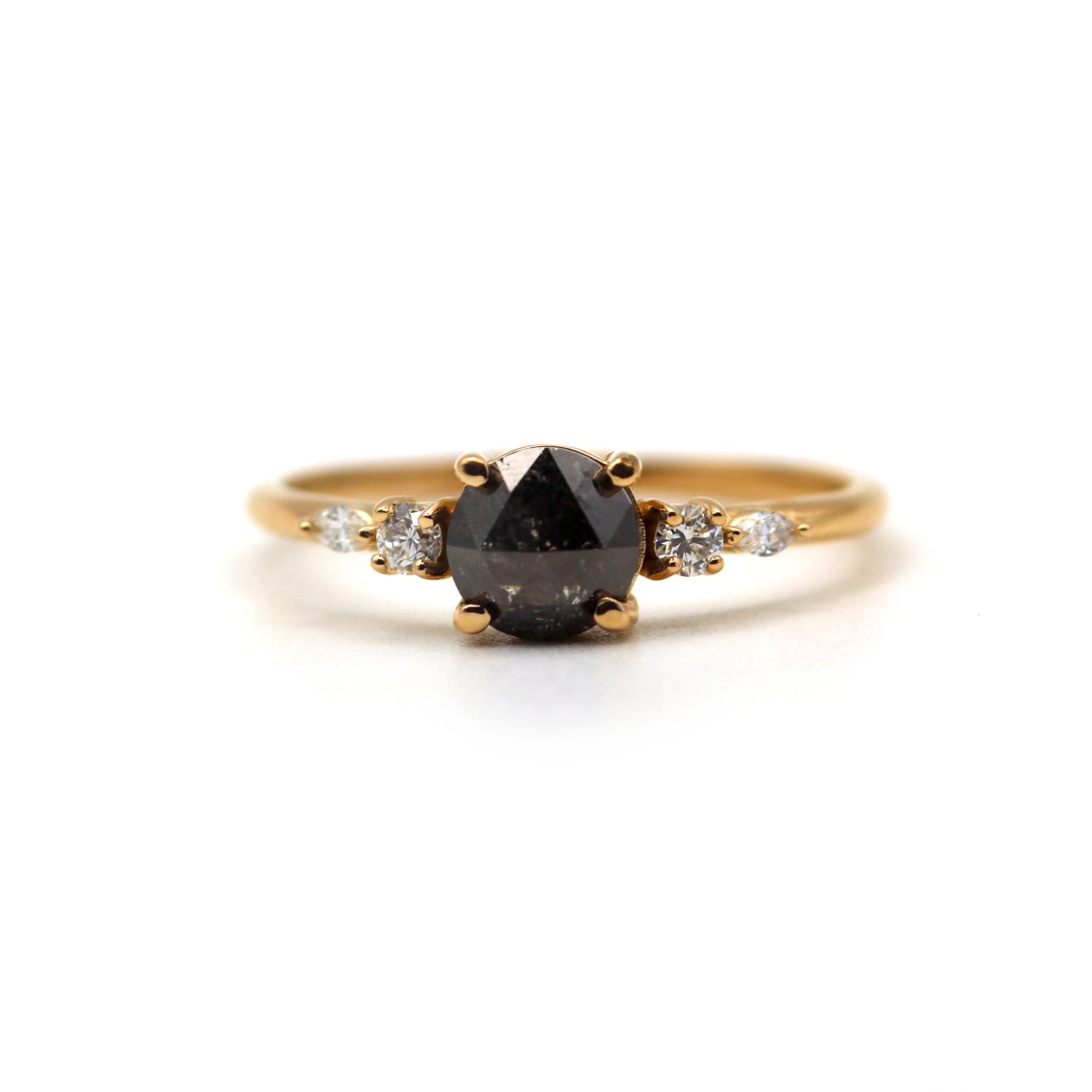 Women’s Salt And Pepper Diamond Rose Gold Engagement Ring Vicstonenyc Fine Jewelry