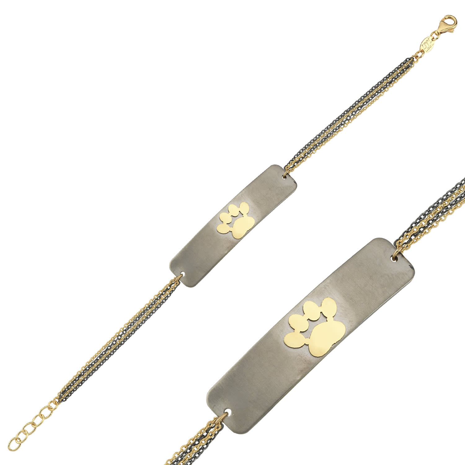 Ecce | Artisan Diamonds Women's 14k Solid Yellow Gold Paw Bracelet Titanium Customized In Gray