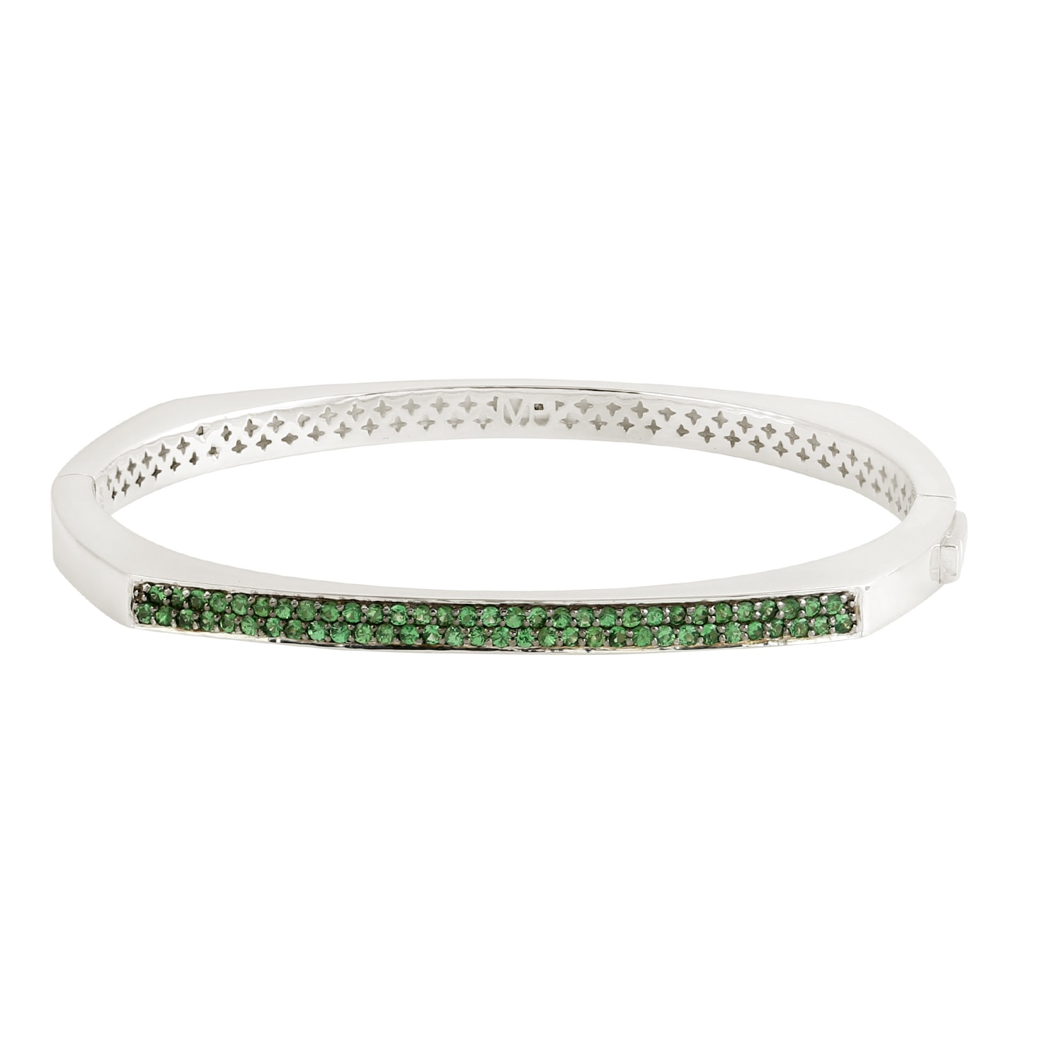 Women’s Silver / Green Toulouse Tsavorite Gemstone Bangle In Solid Sterling Silver By Vincent Peach Vincent Peach Fine Jewelry