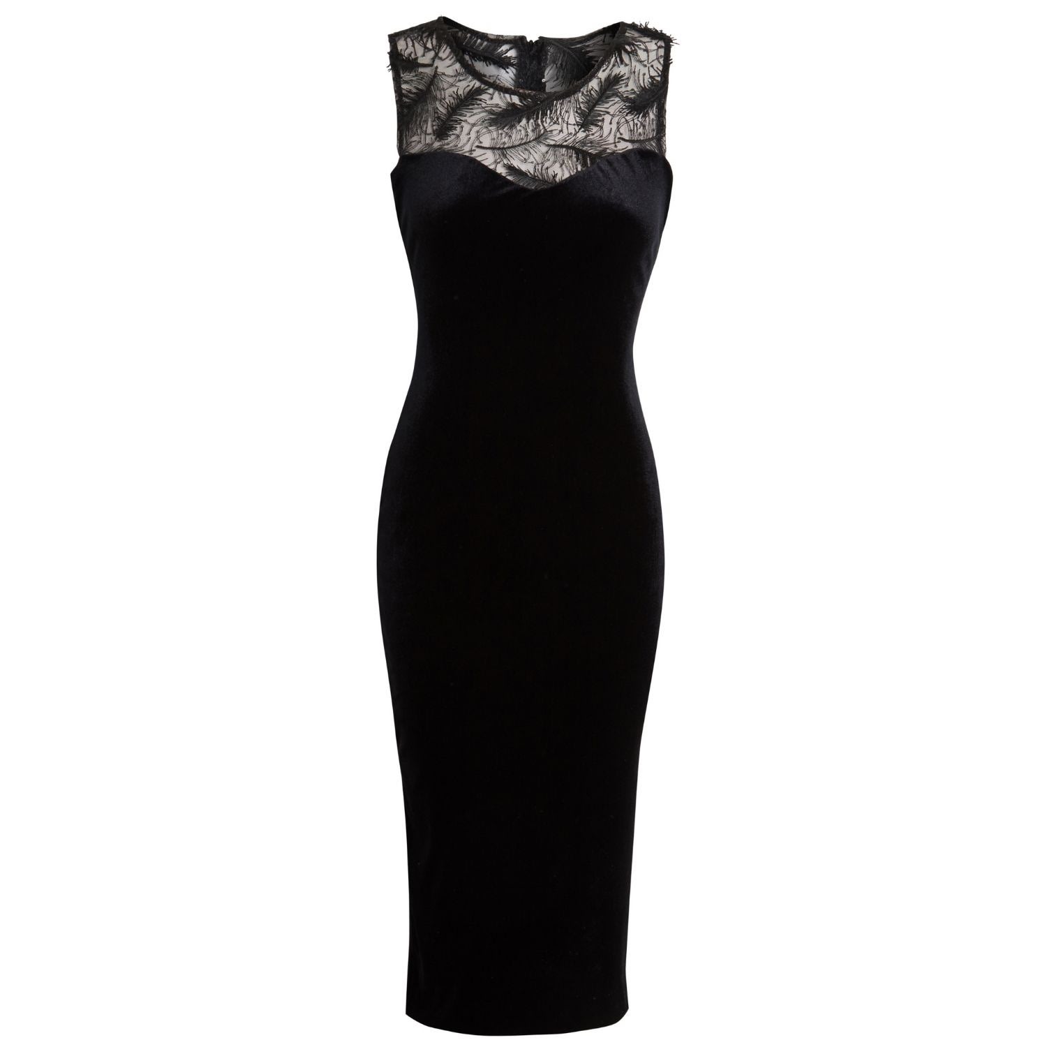 Women’s Black Diva Velvet Bodycon Dress Large Sarvin