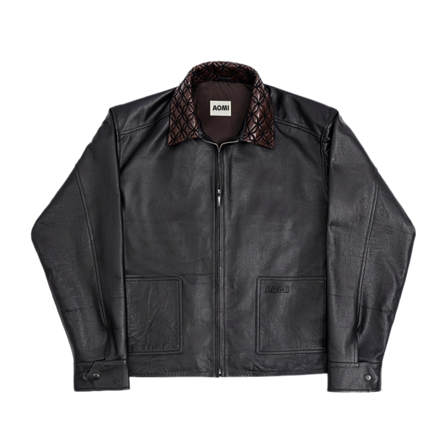 Leather Jacket With Contrasting Dori Collar Women | AOMI | Wolf