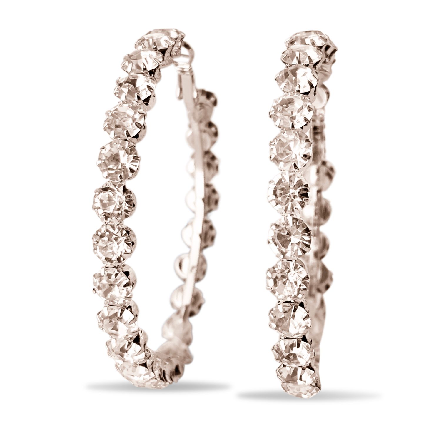 Hzmer Jewellery Women's Silver Nostalgia Sparkle Hoop Earrings