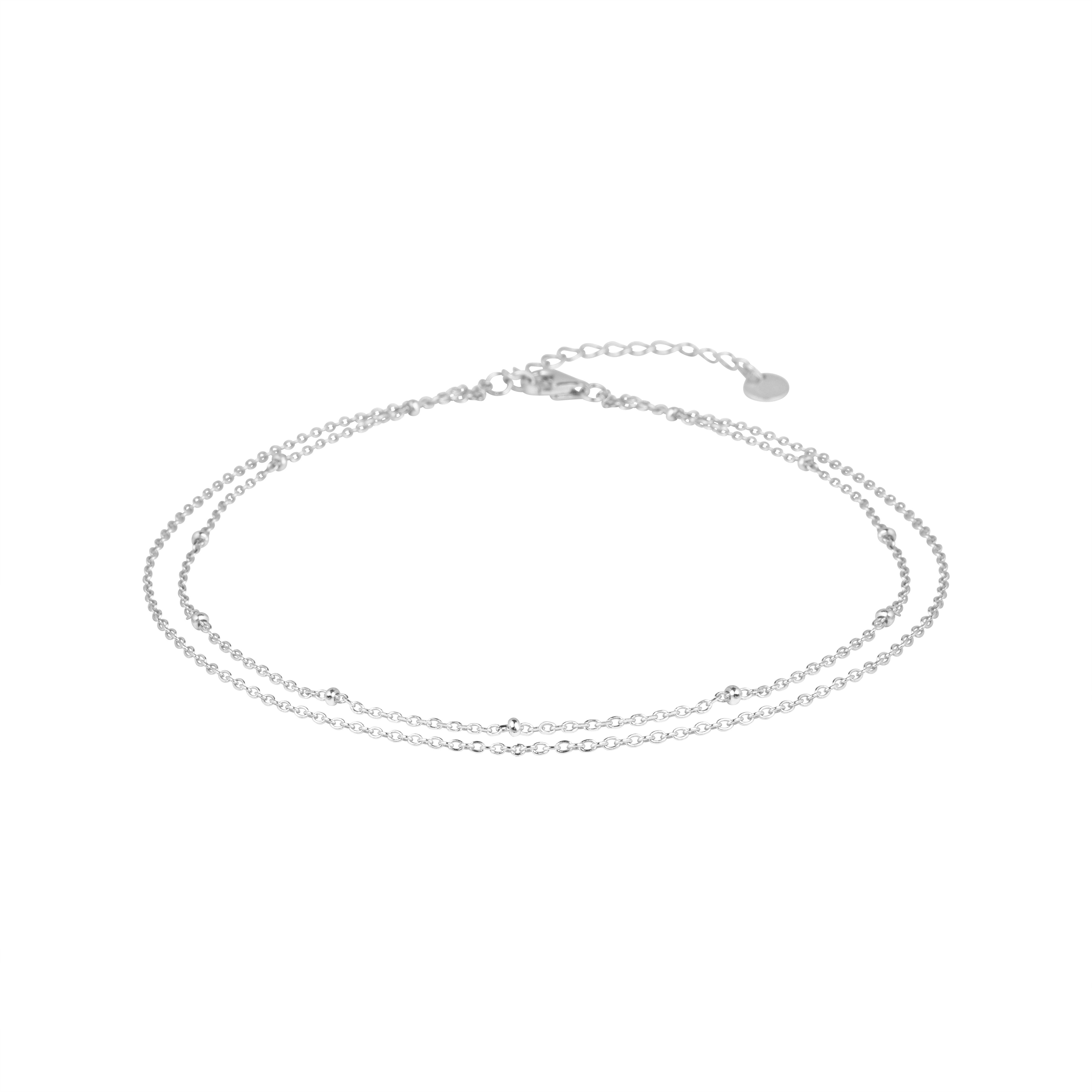 Gold Trip Women's Satellite Double Chain Anklet In Silver In Silver