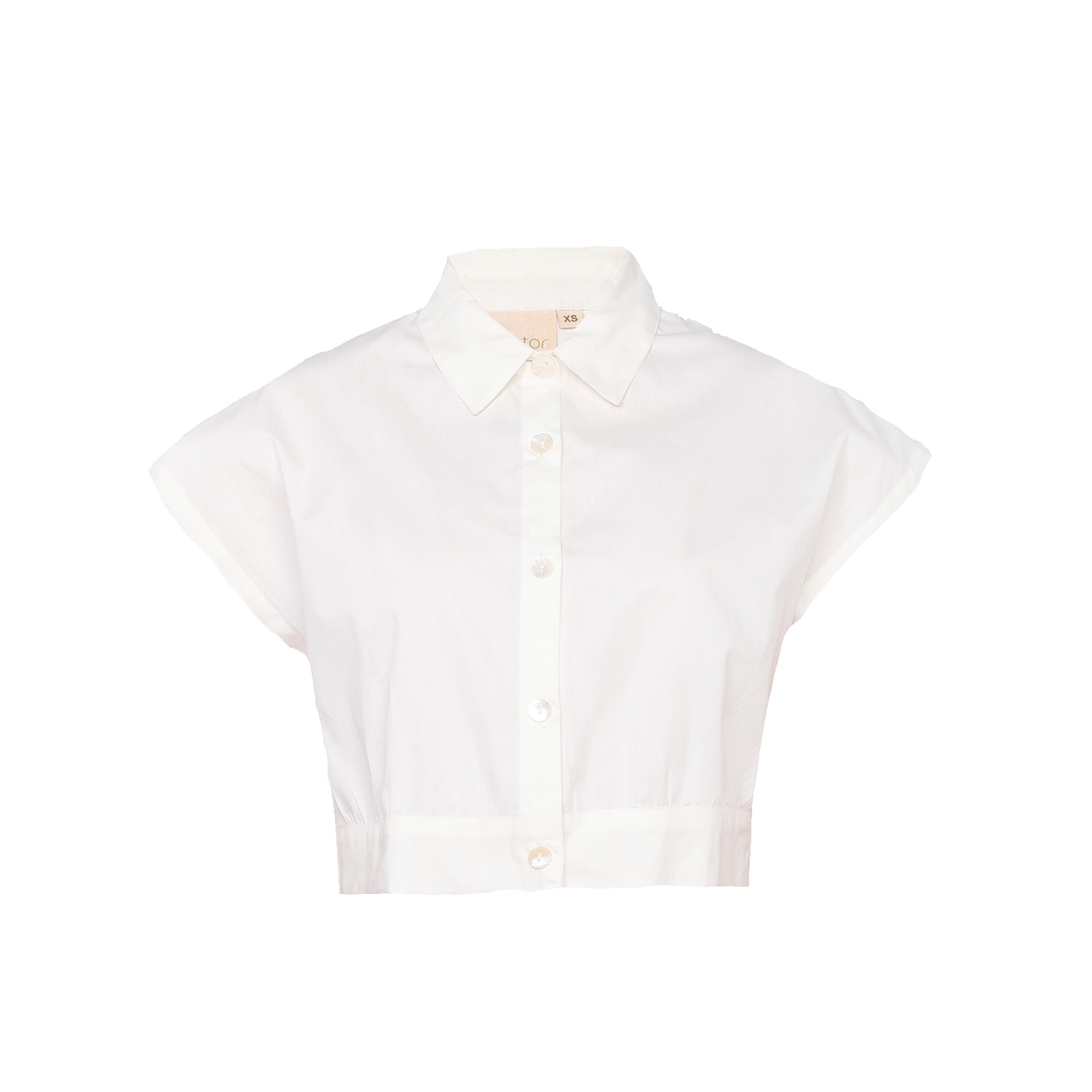 Reistor Women's White Oversized Crop Cotton Shirt In White