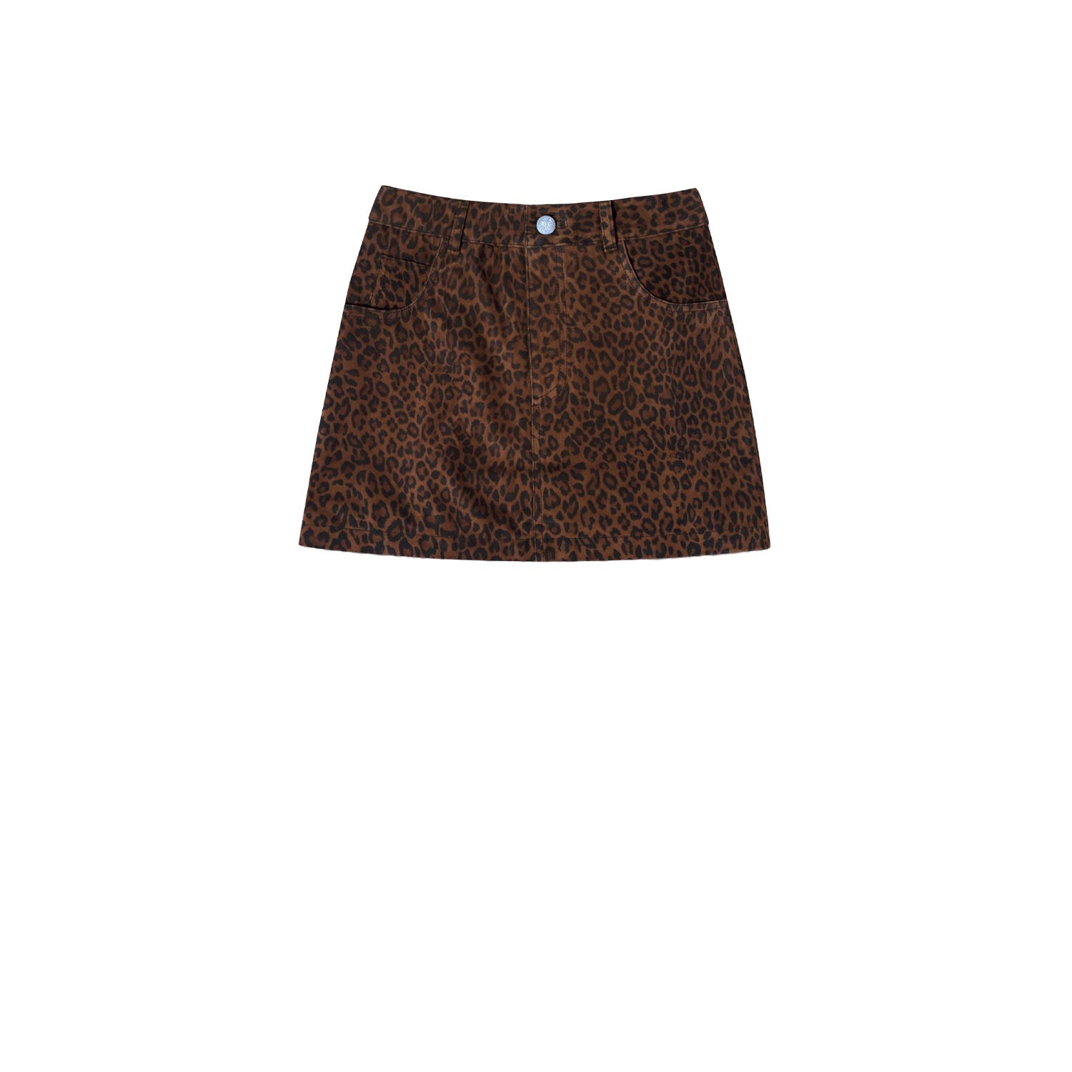 Brown Womens The Denim Ultra Mini Skirt - Leopard Suede 28" OTHER UK