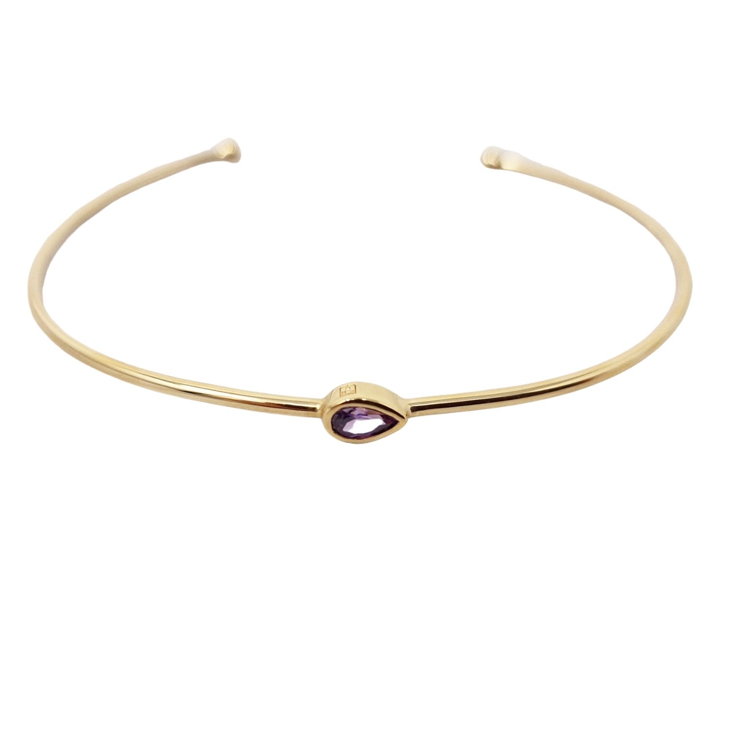 Harfi Women's Gold / Yellow Gold Vermeil Plated Amethyst February Birthstone Bangle In Gold