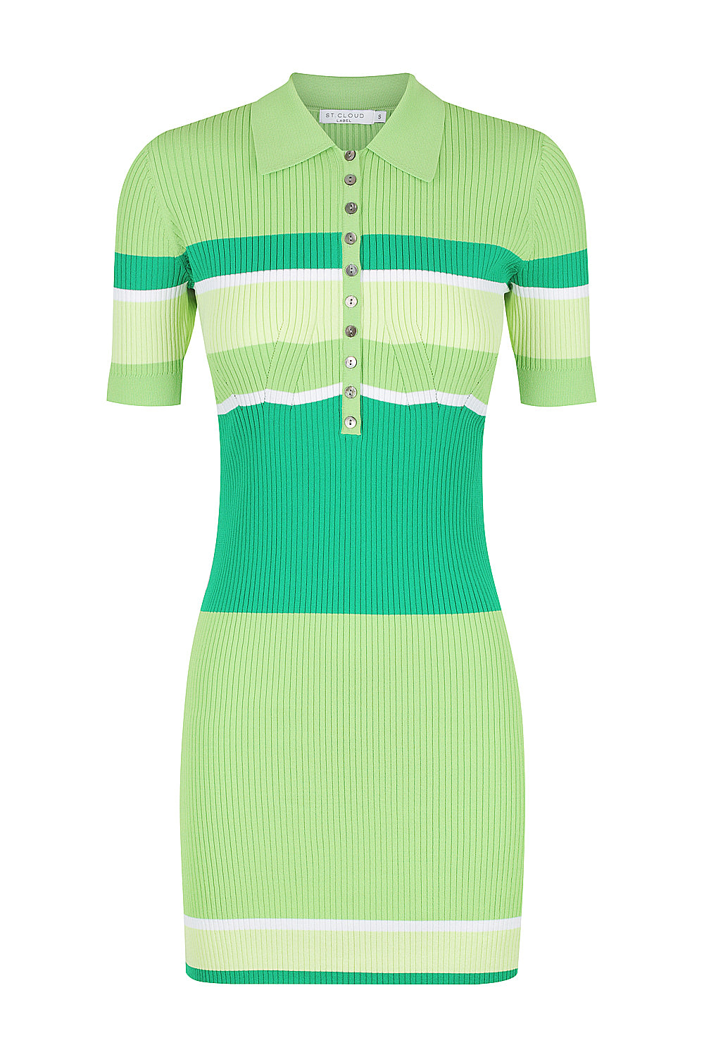 Women’s Roller Girl Mini Polo Dress - Bottega Green Stripe Small St Cloud Label