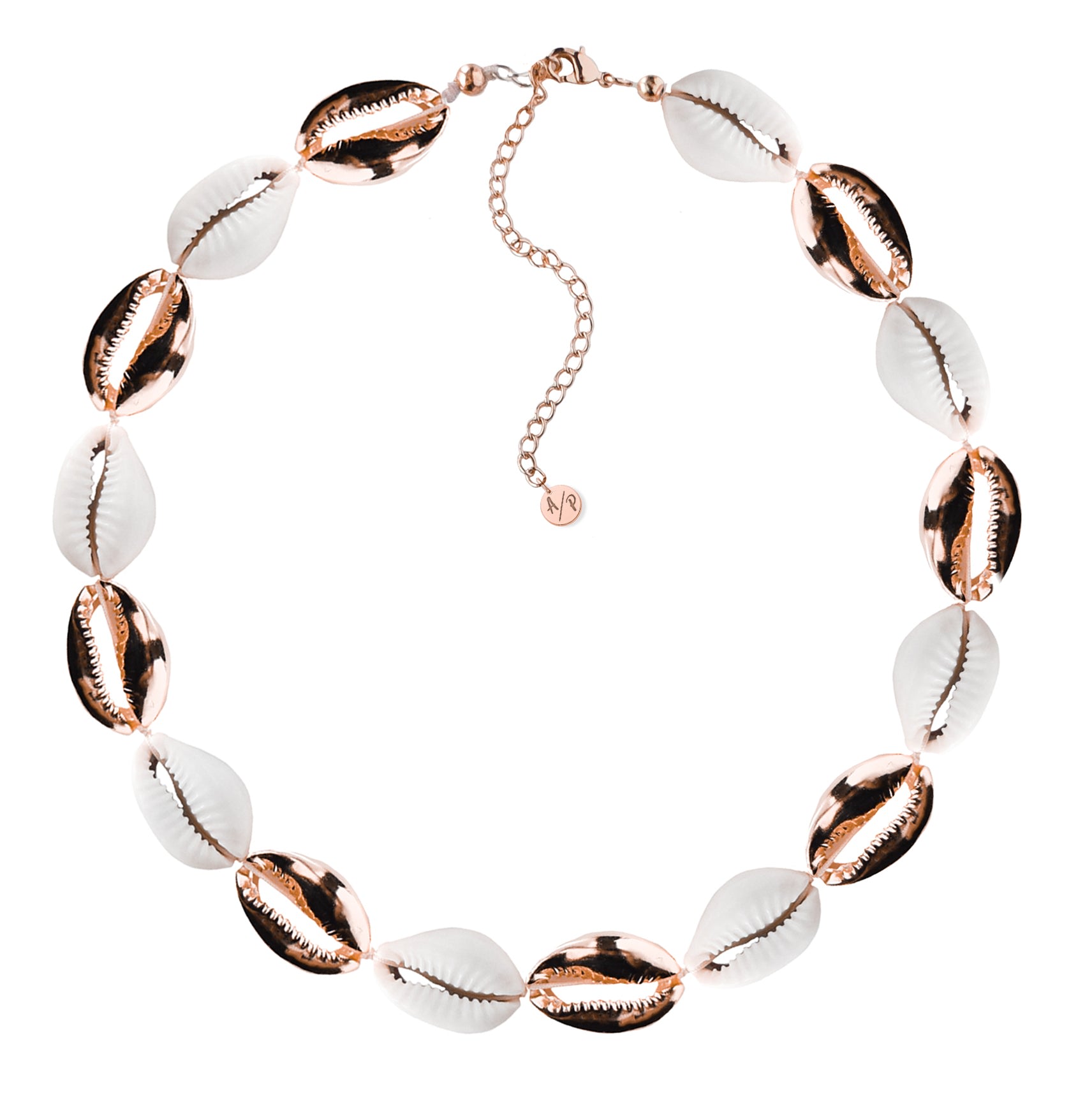 Women’s White Mixed Mini Metal Shell Accent Choker - Rose Gold Adriana Pappas Designs