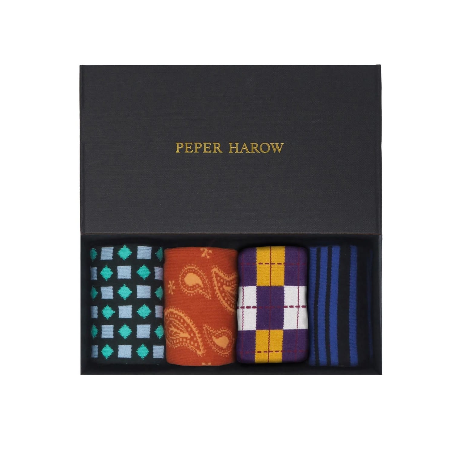 Peper Harow - Made In England Sleek Men's Gift Box In Black/green/orange/yellow