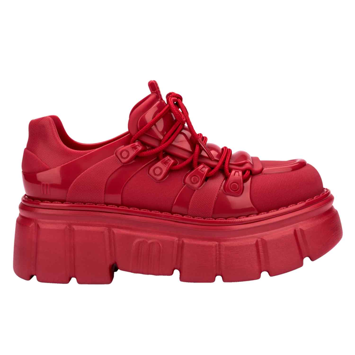 Melissa Women's Rebel Platform Combat Boot - Red In Red