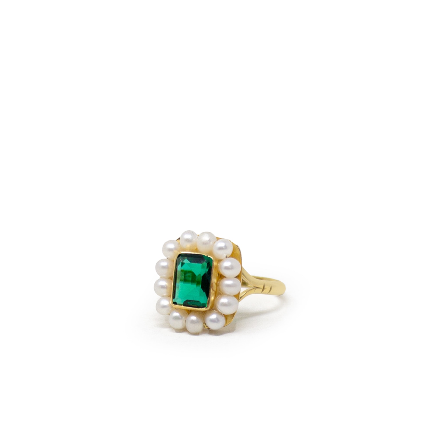 Vintouch Italy Women's Green / Gold Luccichio Green Quartz And Pearl Stacking Ring In Multi