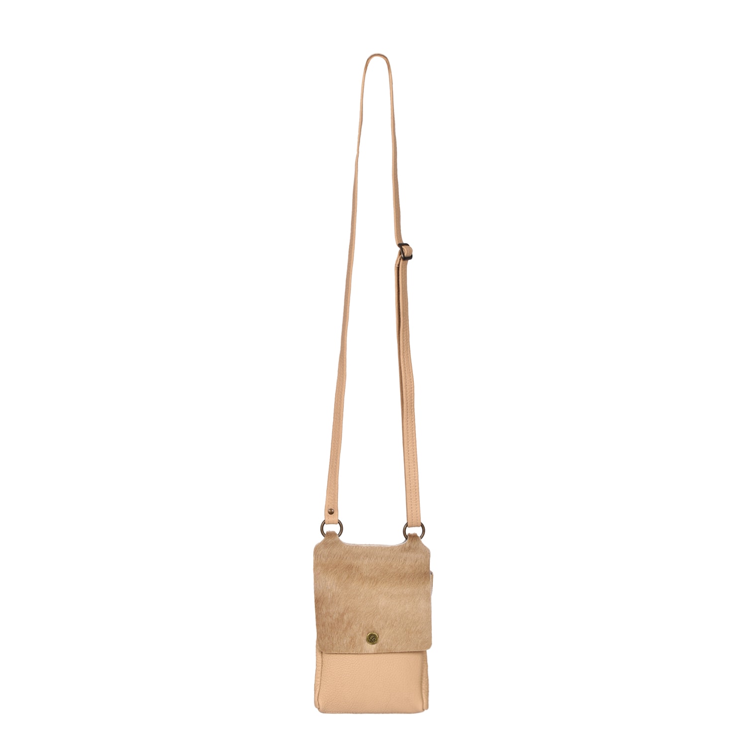 Owen Barry Women's Neutrals Cowhide Crossbody Phone Bag Cappa/biscotti Beige - Flora Mini In Sand